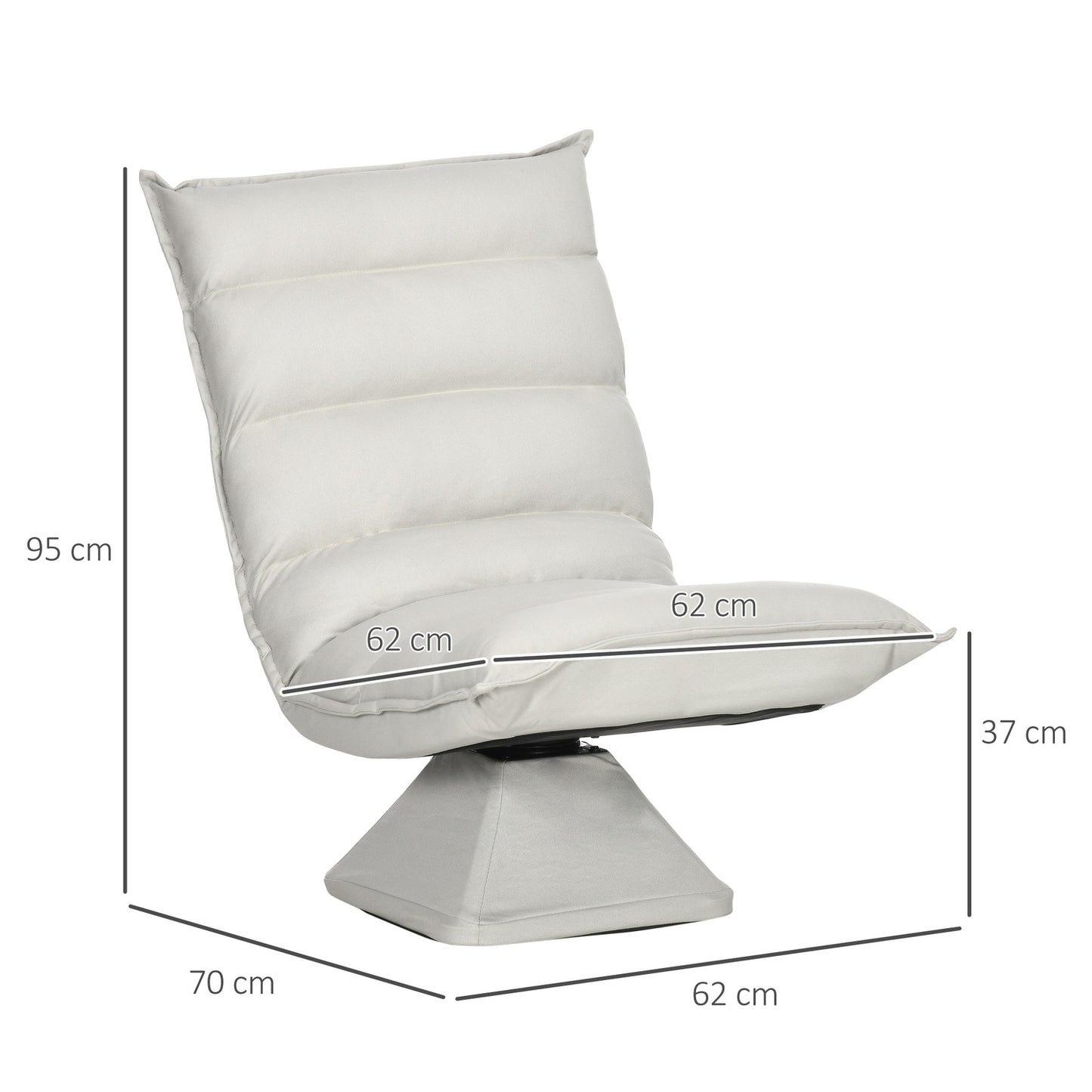 Adjustable floor chair with swivel backrest - light grey