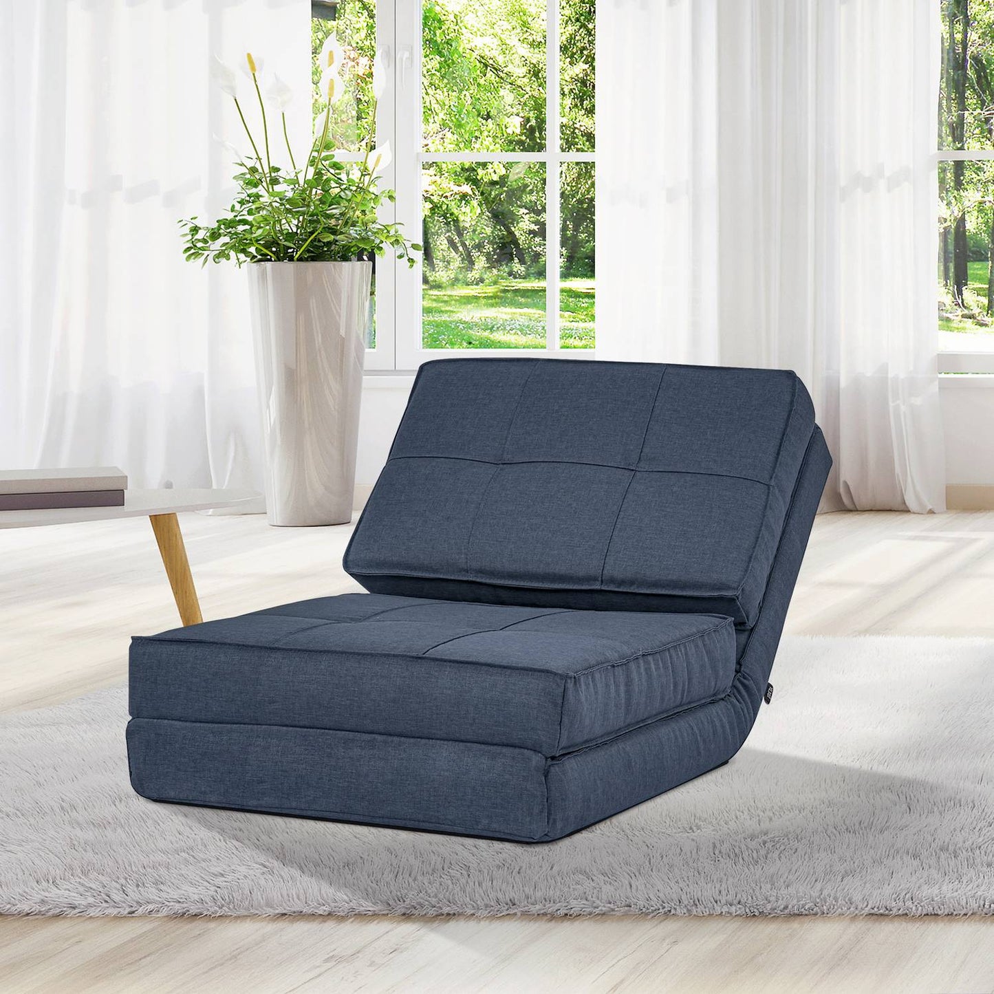 Adjustable sofa bed - dark blue, compact size