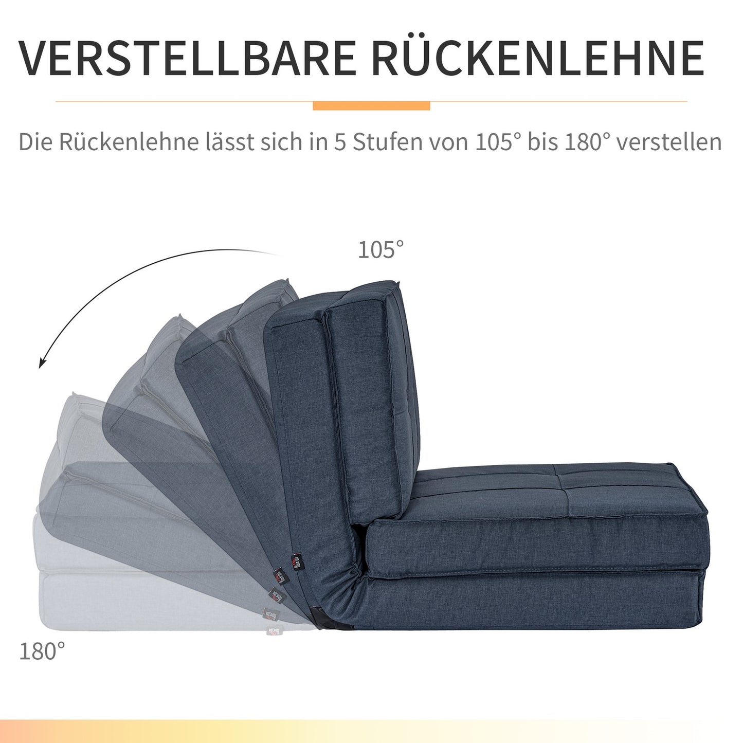 Adjustable sofa bed - dark blue, compact size