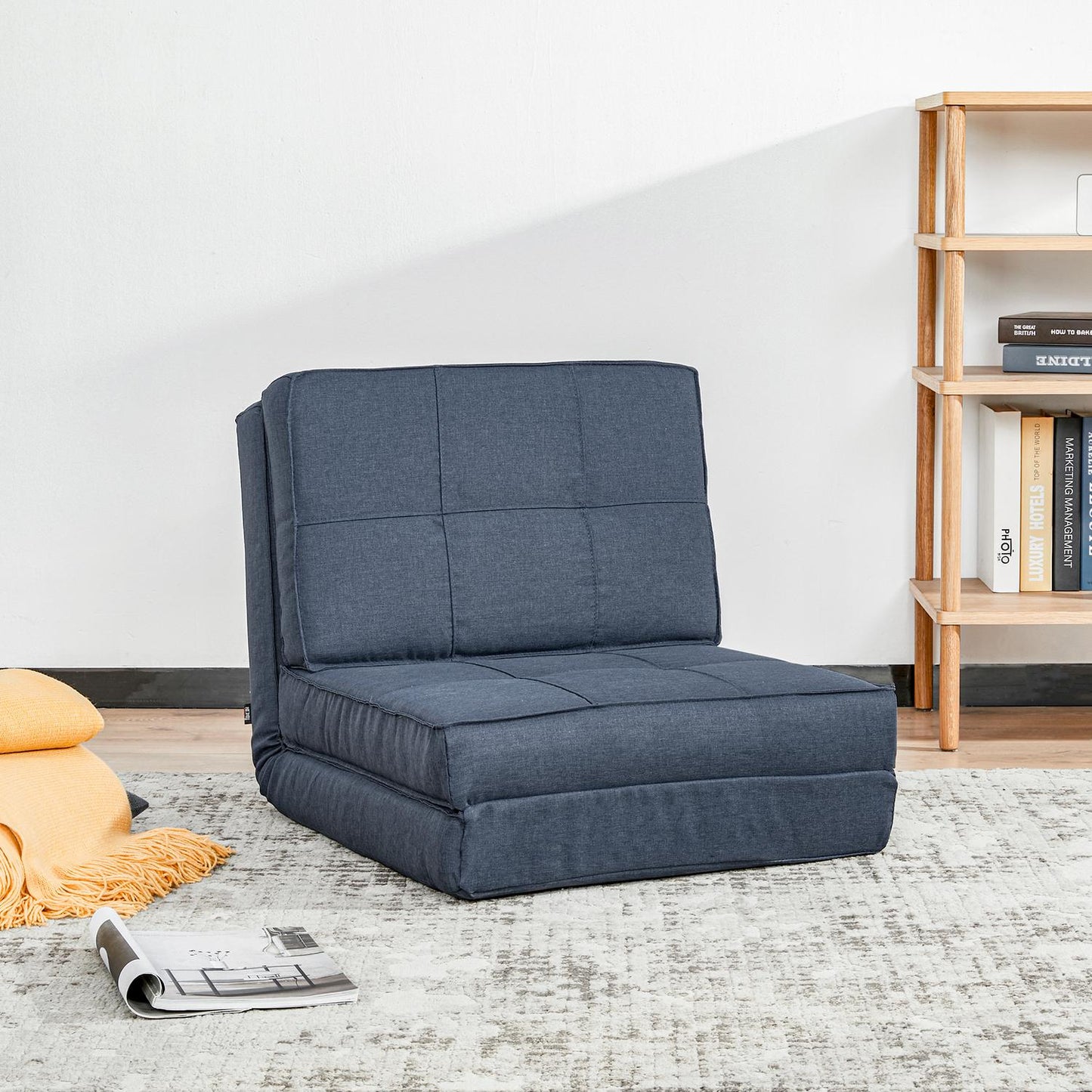 Adjustable sofa bed - dark blue, compact size