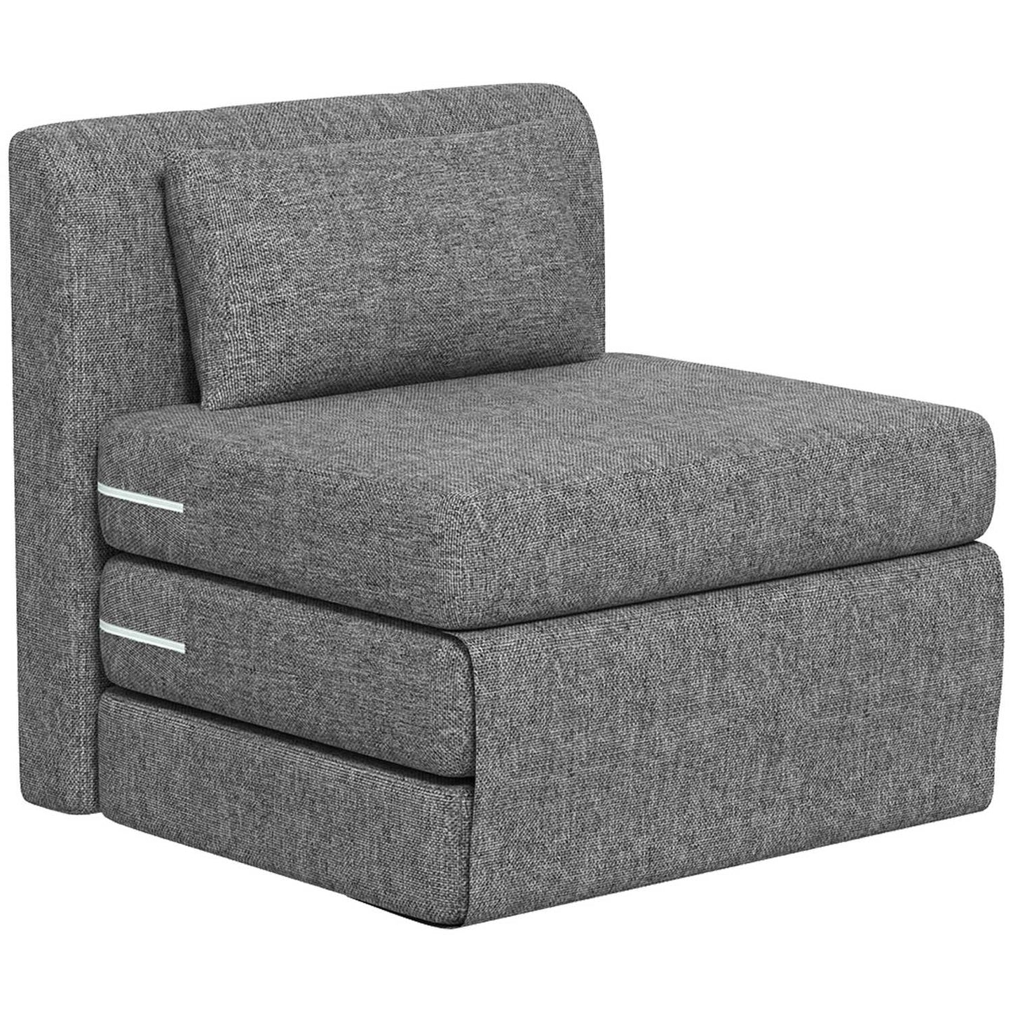 Sofa bed and floor chair, 240 kg load, gray linen
