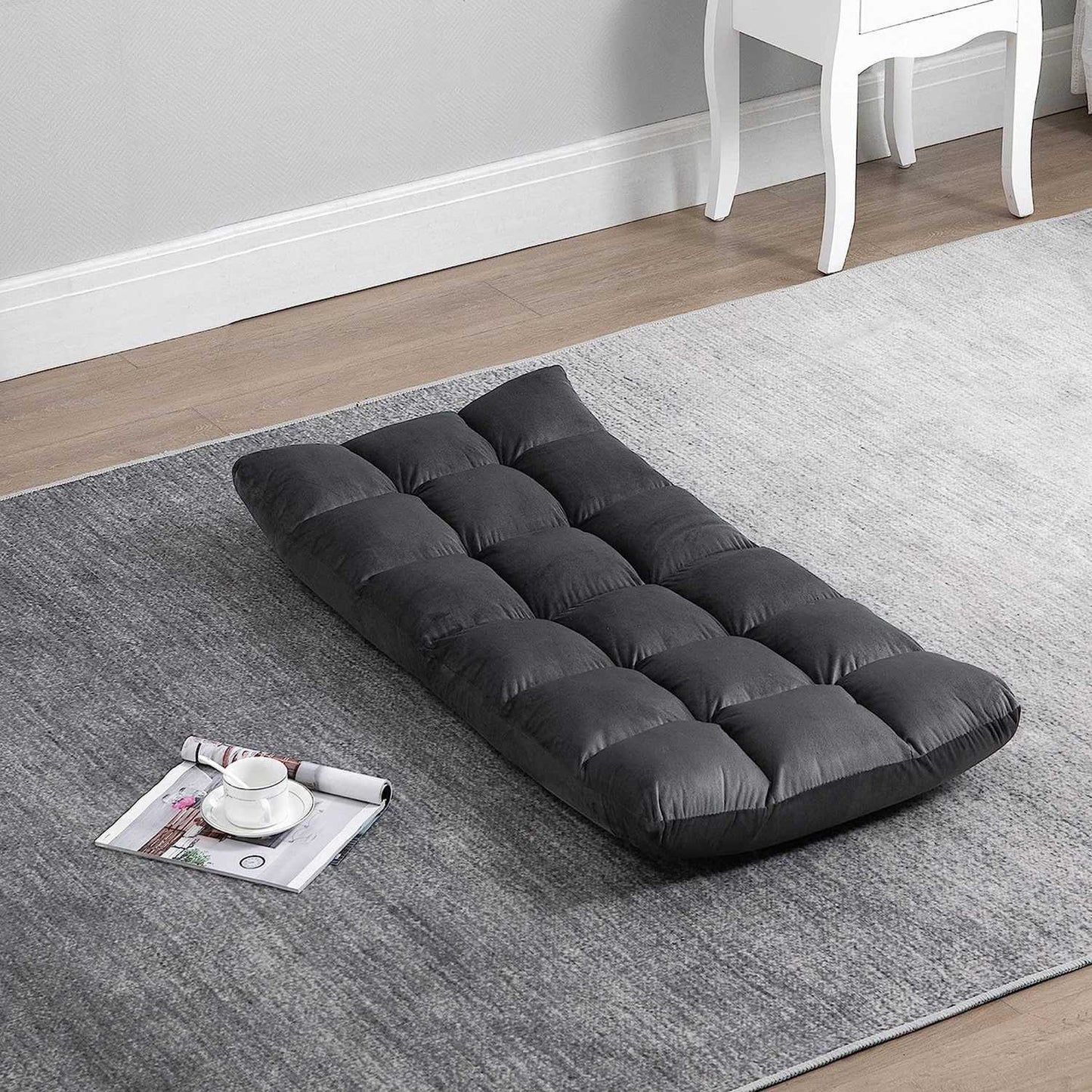 Adjustable 3-in-1 floor chair, foldable, gray, foam cushion