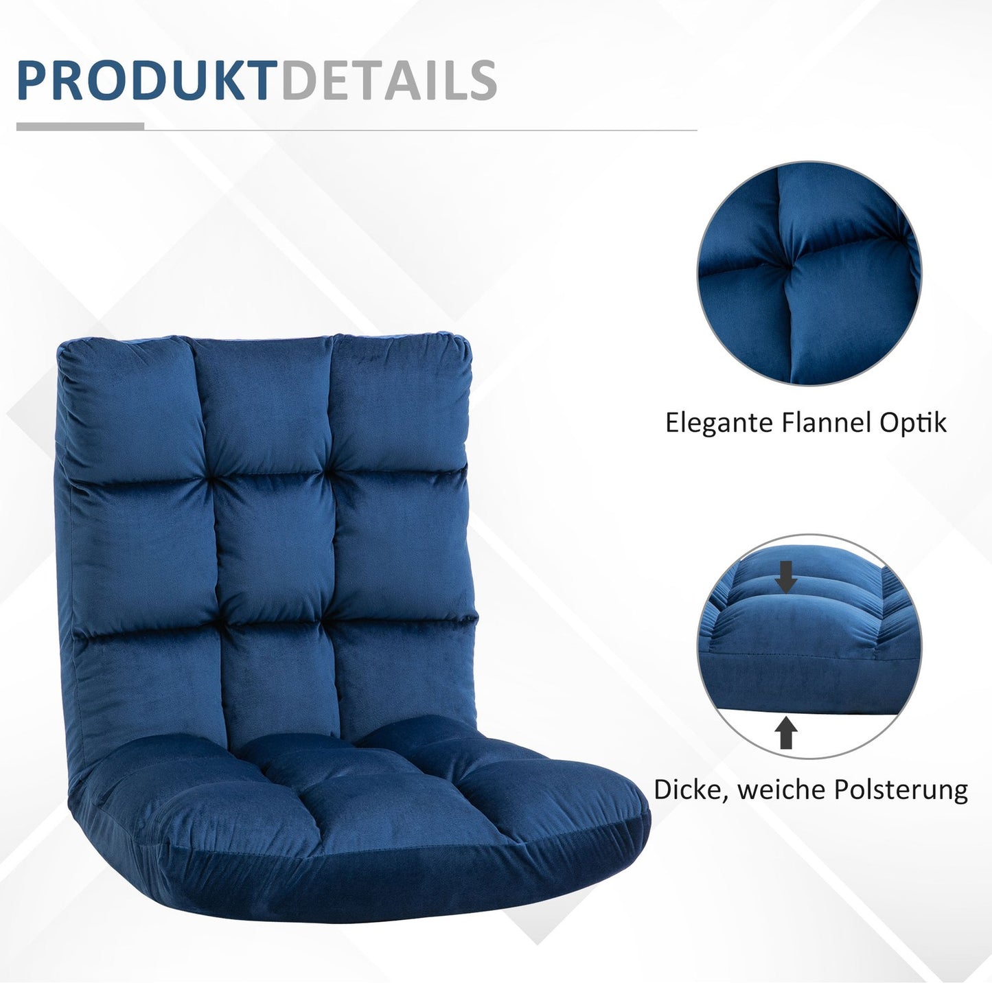 3-in-1 folding floor chair with backrest, 13 positions