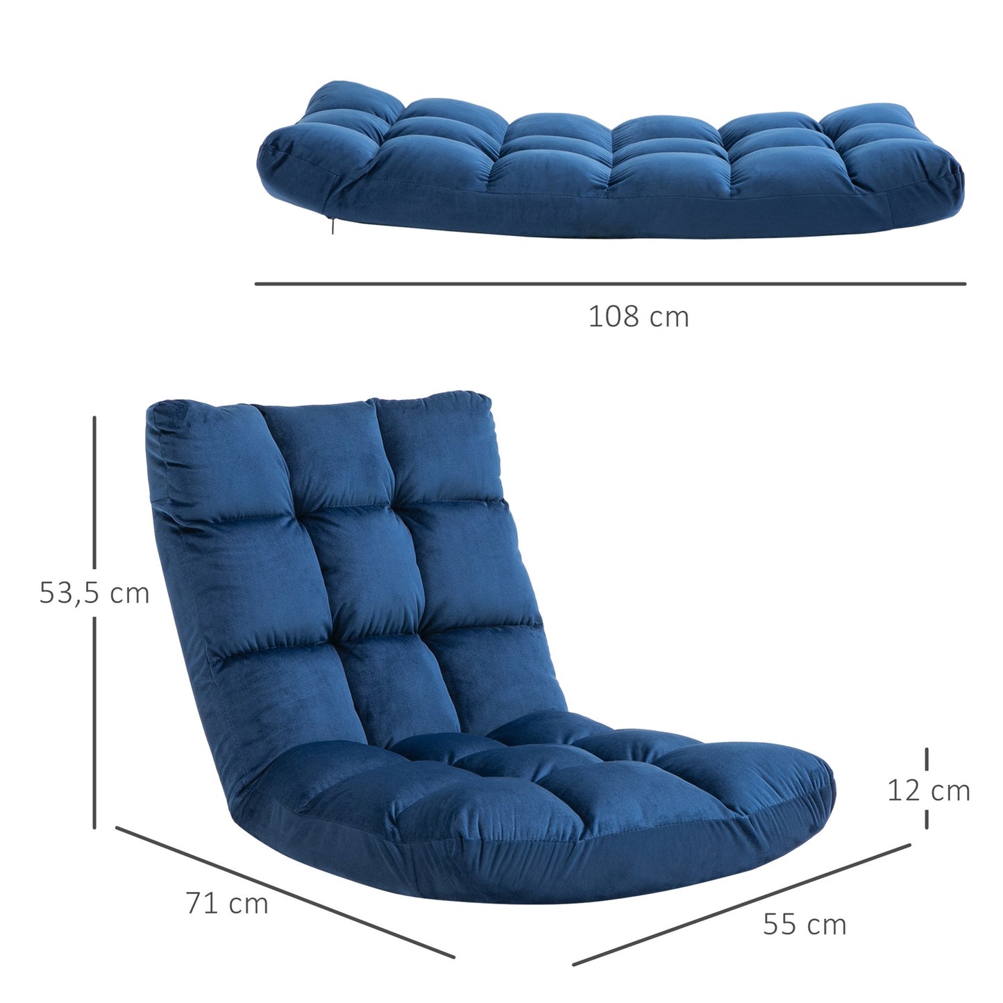 3-in-1 folding floor chair with backrest, 13 positions