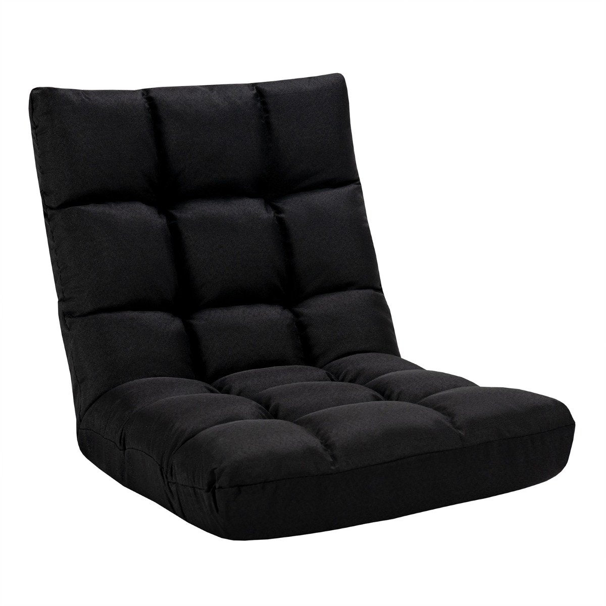 Floor chair adjustable floor chair upholstered floor cushion with backrest raven black