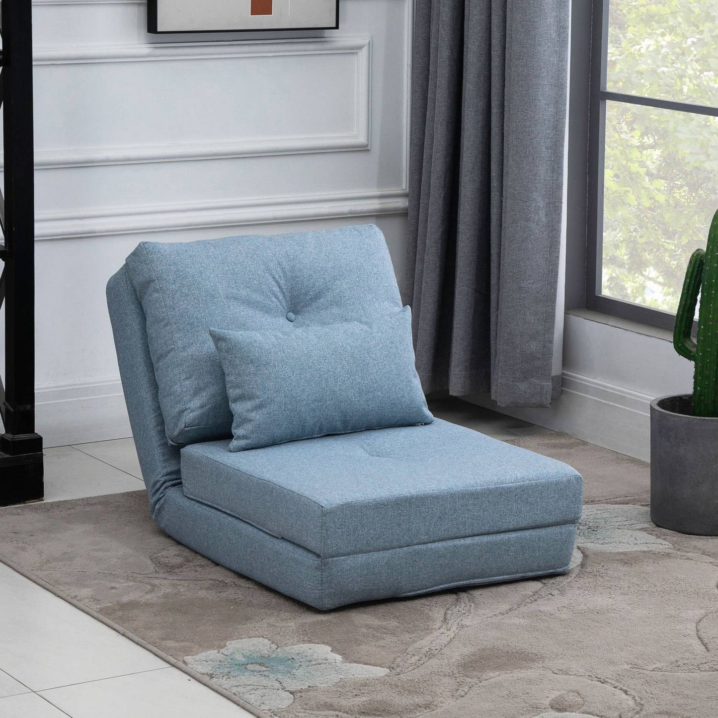2-in-1 Floor Chair & Mattress, Adjustable, Sky Blue