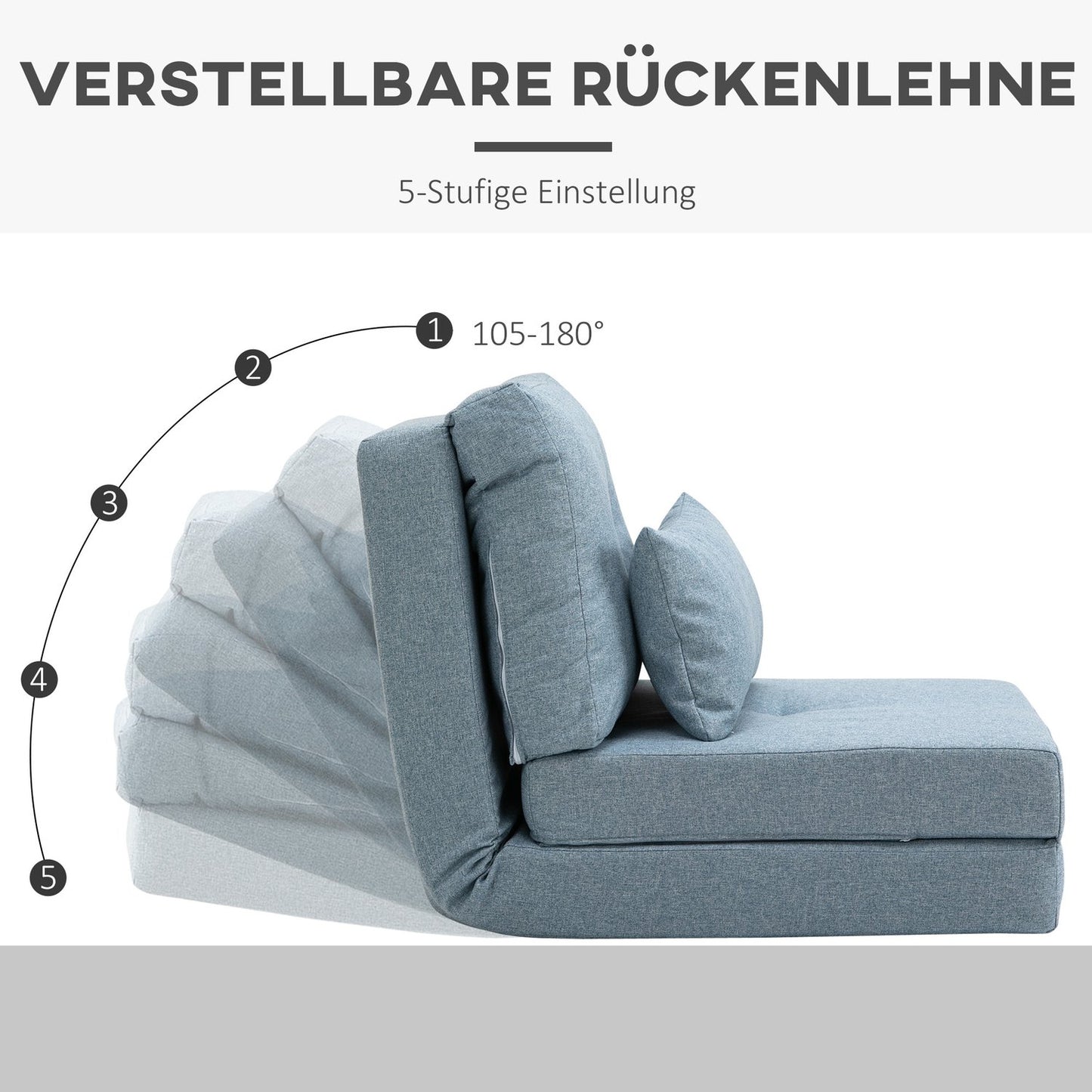 2-in-1 Floor Chair & Mattress, Adjustable, Sky Blue