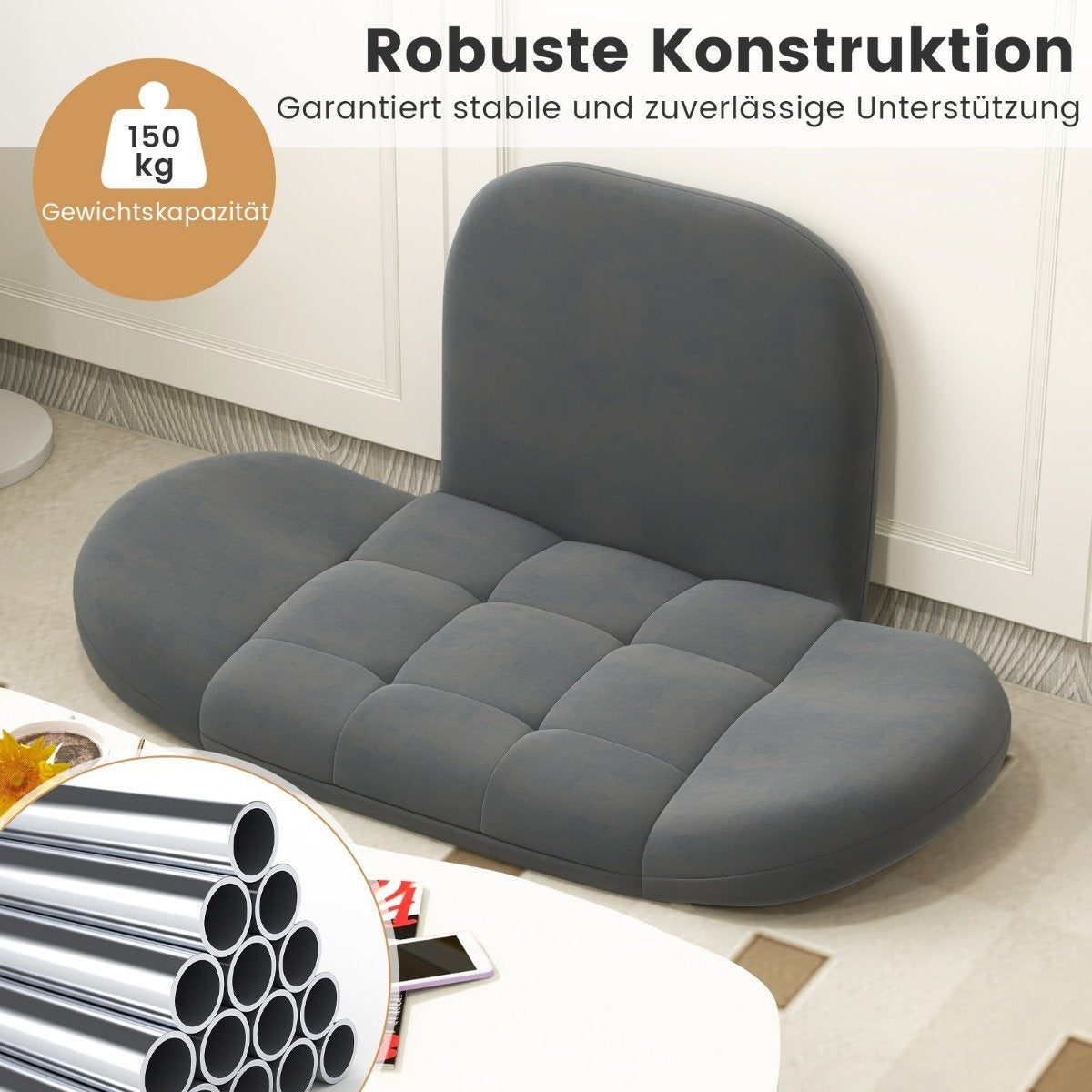 Floor chair with adjustable backrest & armrests Bondensofa folding floor chair gray