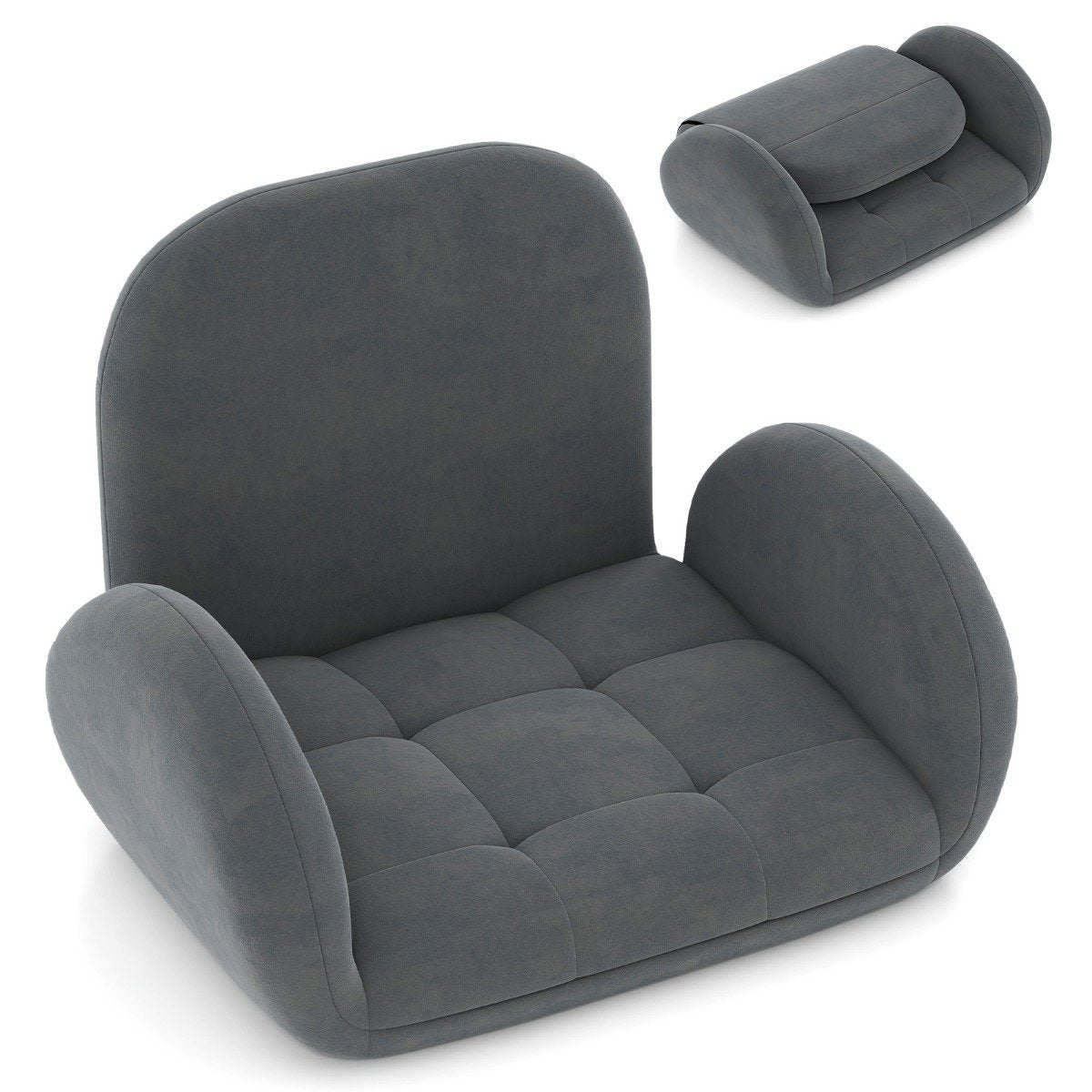 Floor chair with adjustable backrest & armrests Bondensofa folding floor chair gray