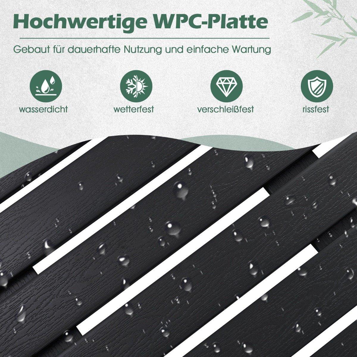 Floor element for solar shower WPC floor plate for garden shower 100 x 60 x 2.5 cm black