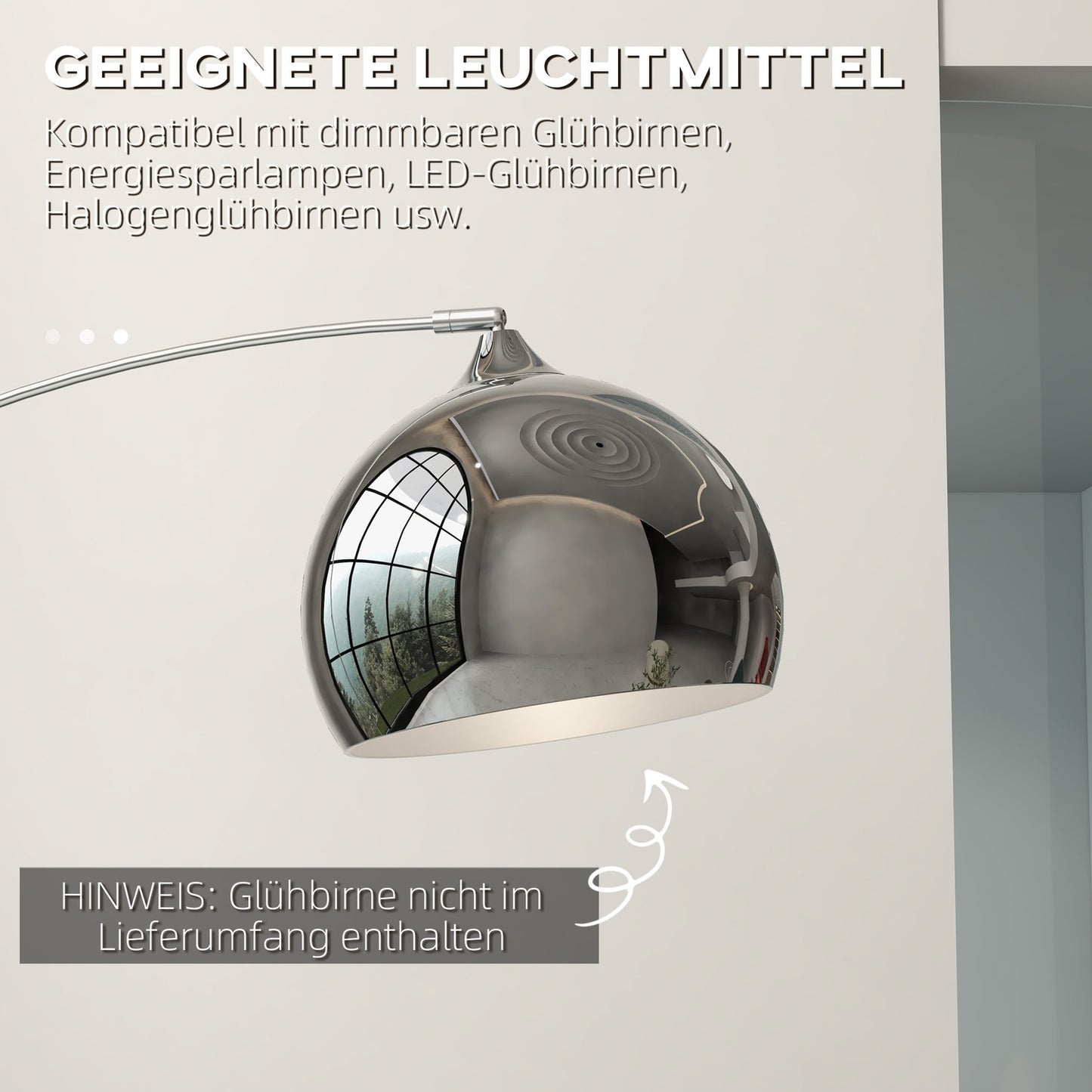 Floor lamp, adjustable height with bulb, Silver E27 Base