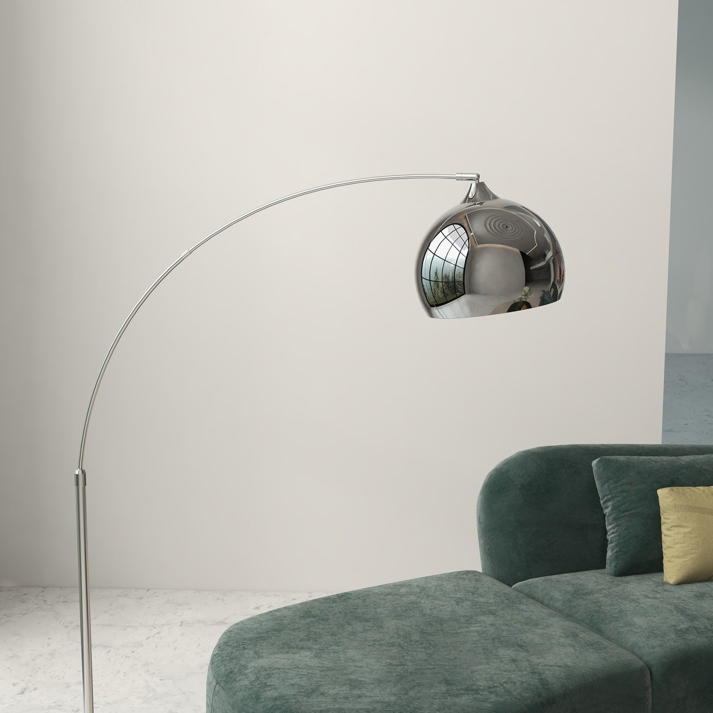 Floor lamp, adjustable height with bulb, Silver E27 Base