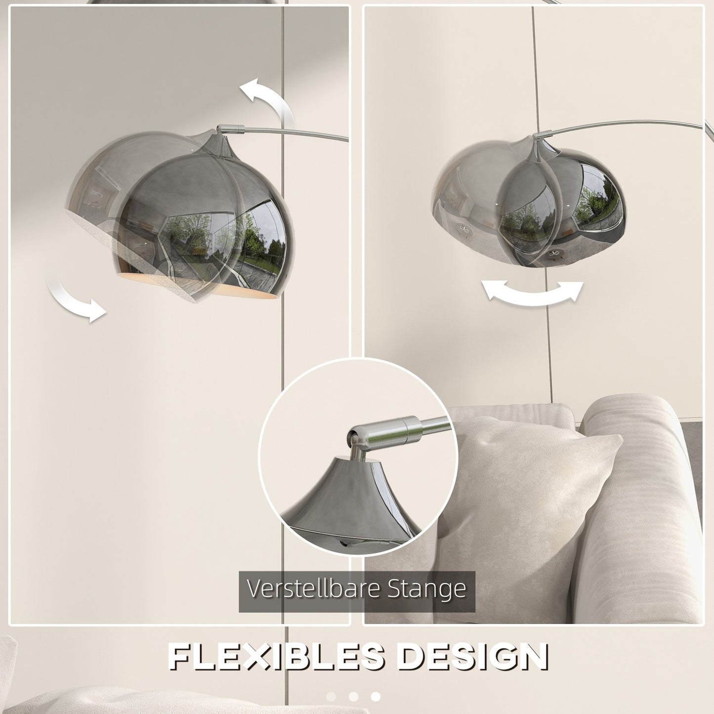 Floor lamp, adjustable height with bulb, Silver E27 Base