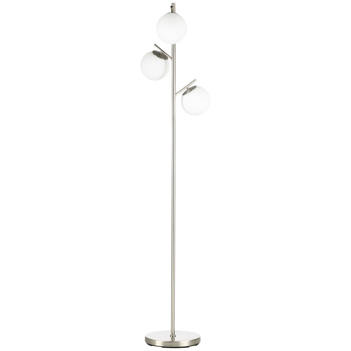 Floor lamp 40W E27, Silver & White, 169 cm, 3 glass shades