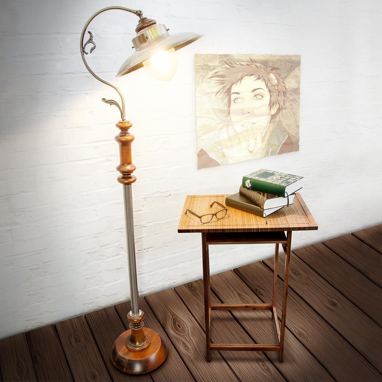 Floor lamp Art Nouveau Design Brass