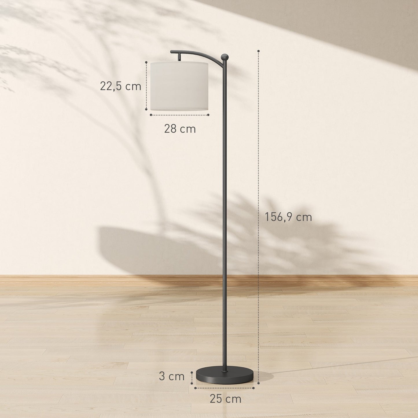 Floor Lamp with Remote, Adjustable Brightness & Color, Black