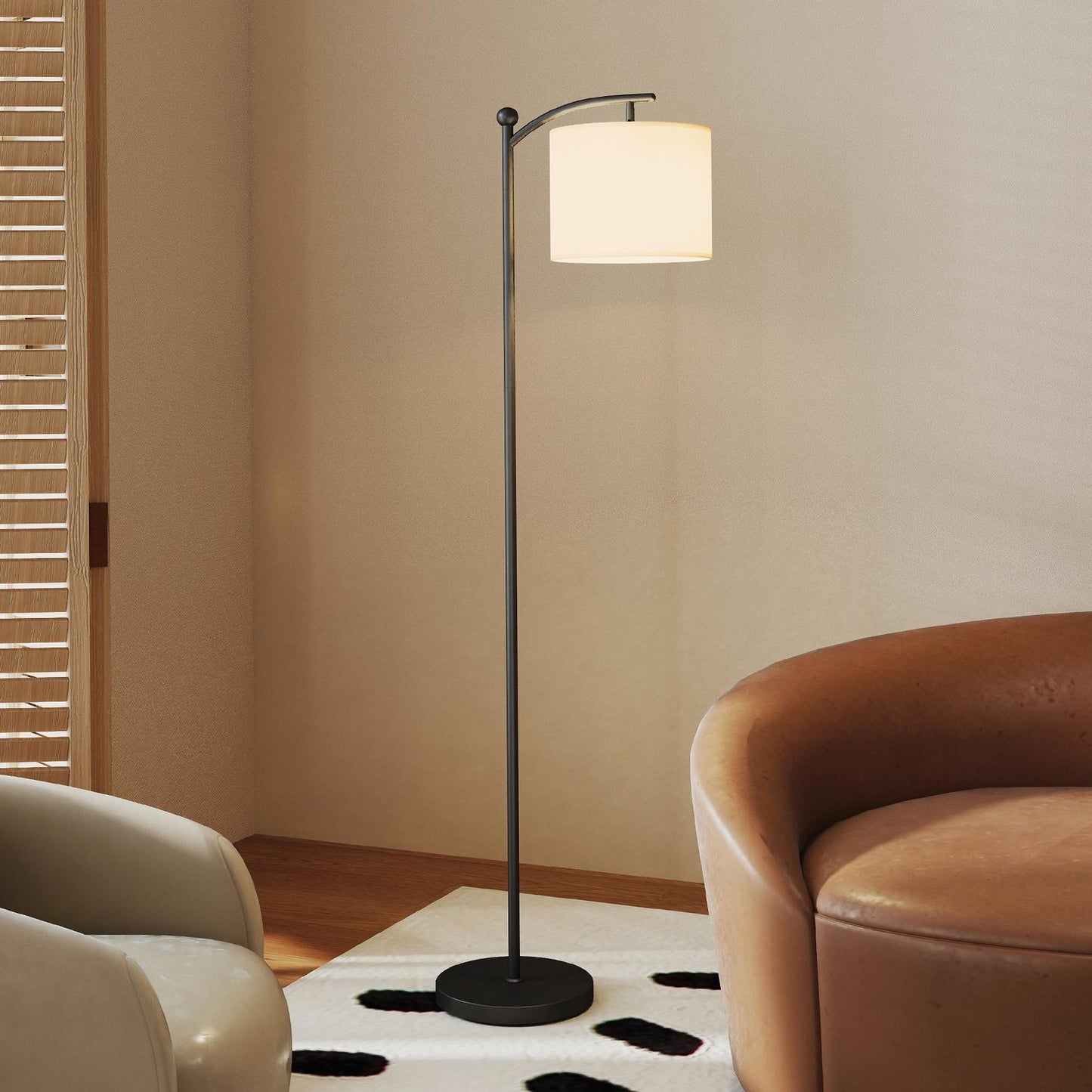 Floor Lamp with Remote, Adjustable Brightness & Color, Black