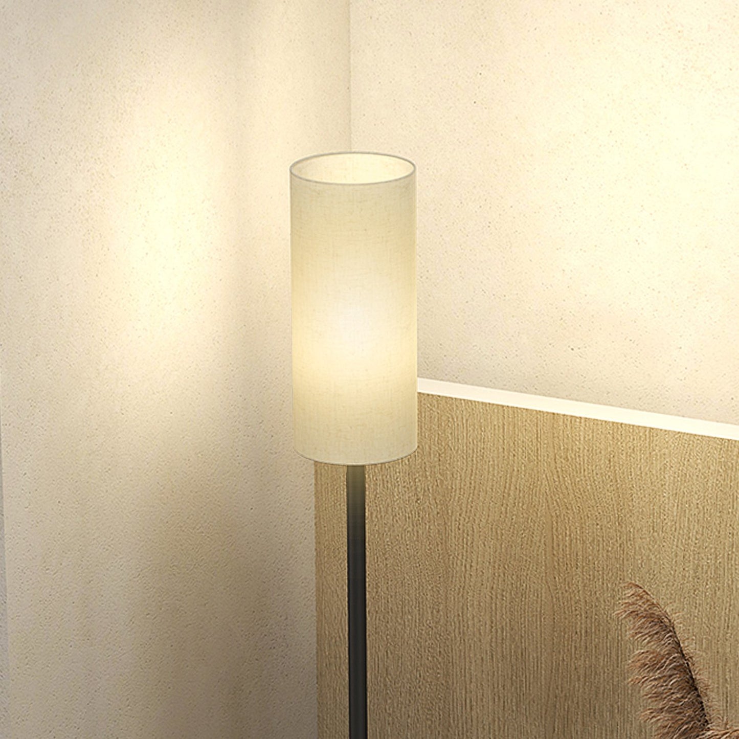 Floor lamp with fabric shade, E27 socket, foot switch