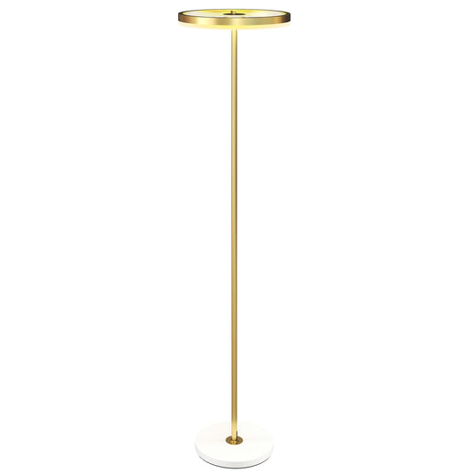 Floor lamp, foot switch, metal structure, acrylic shade, 4000K, dimmable, gold-colored