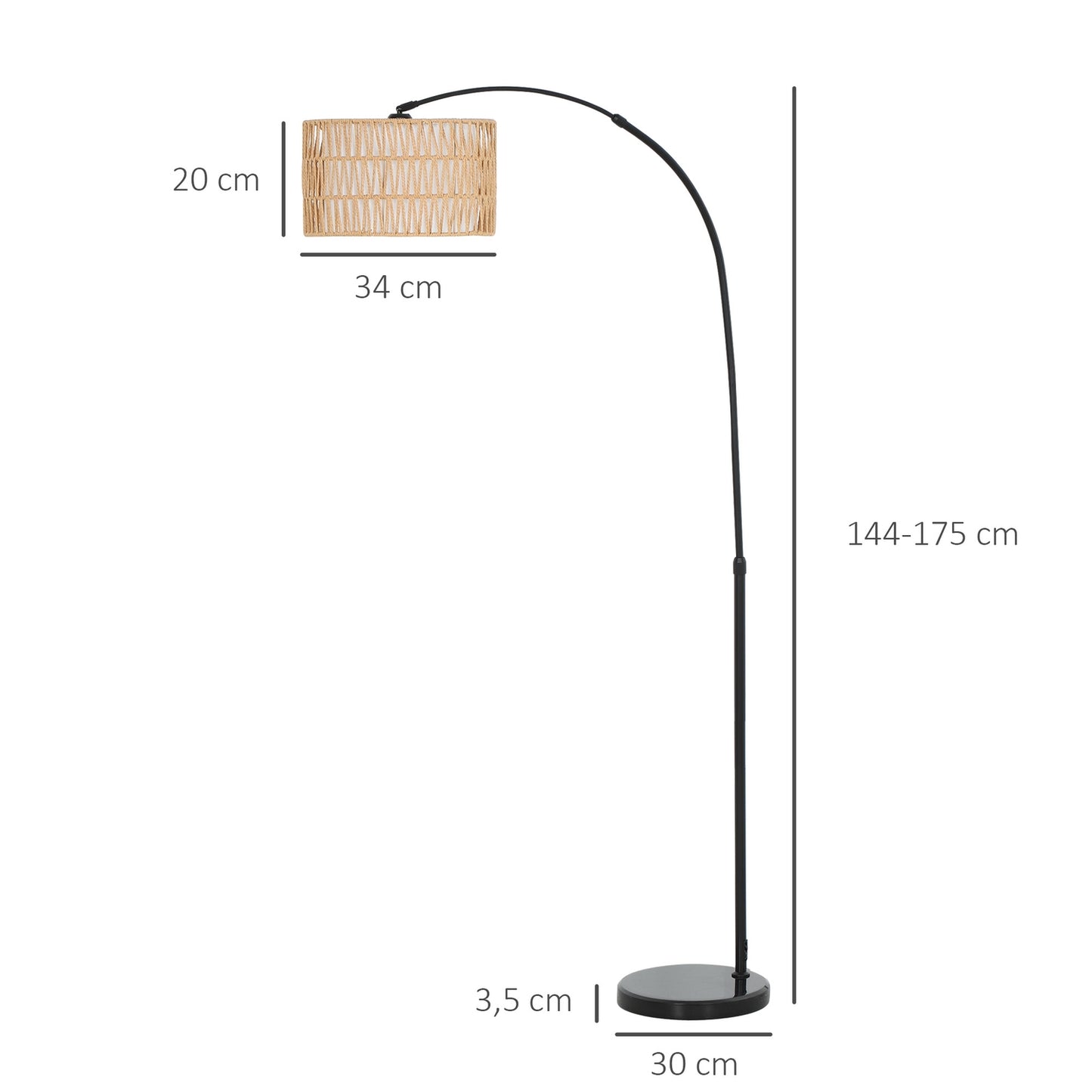Adjustable black floor lamp with linen shade for the living room