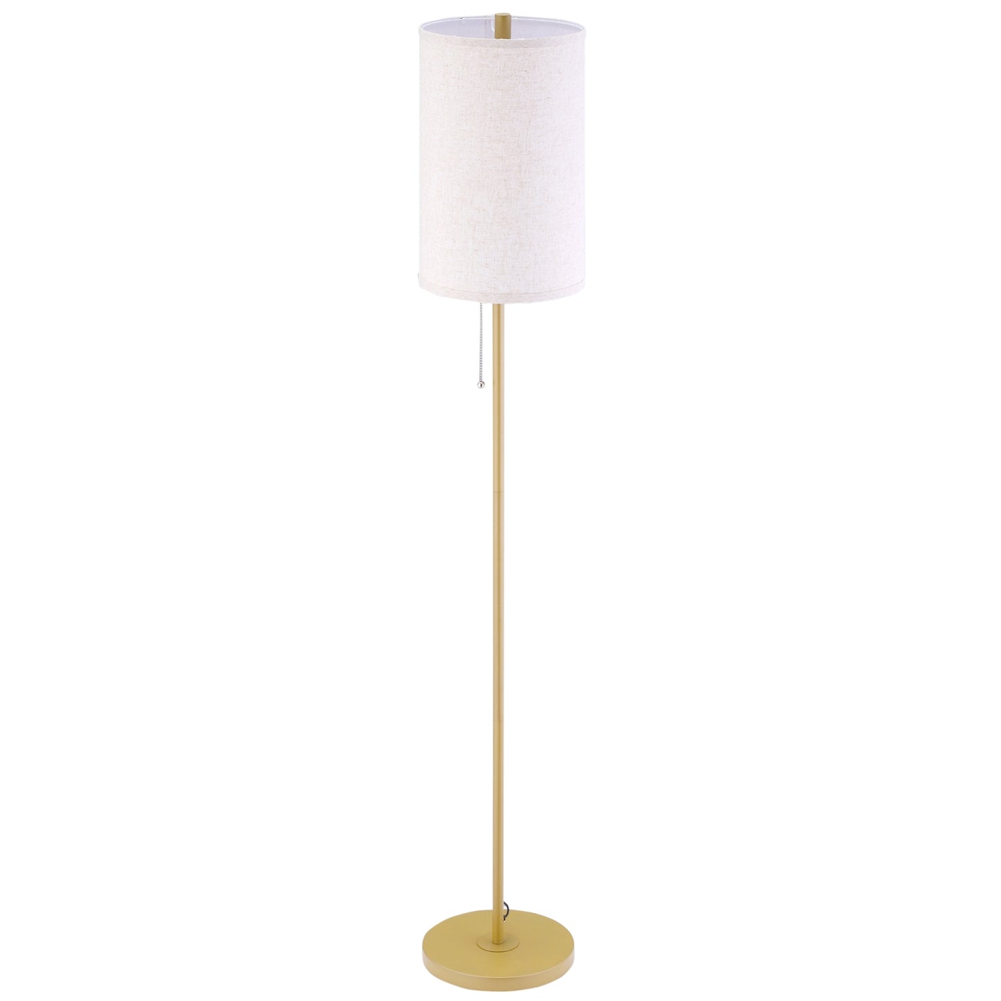 Floor lamp with linen shade, zipper and steel stand