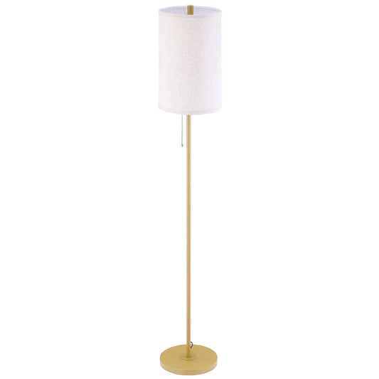 Floor lamp with linen shade, zipper and steel stand