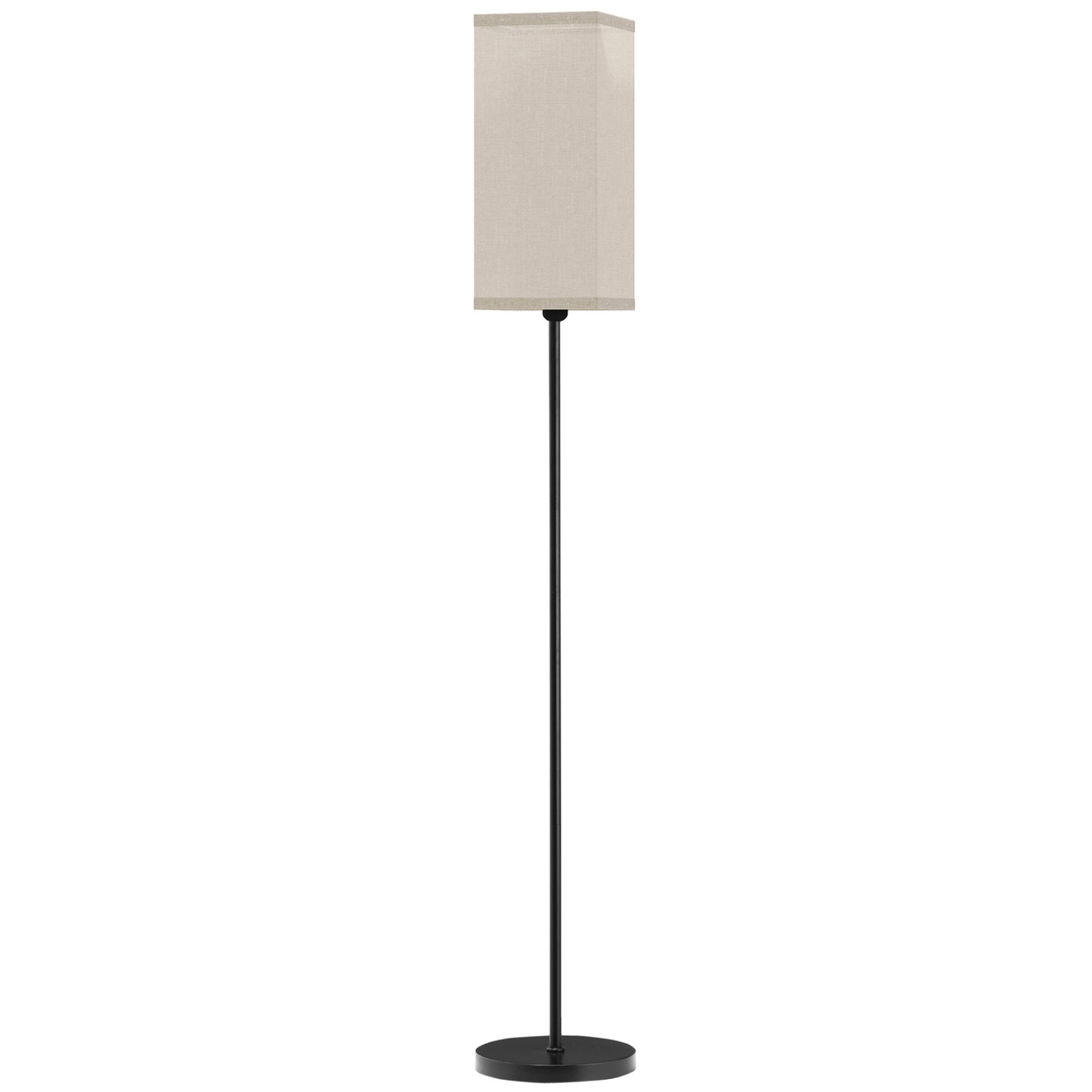 Modern black floor lamp with linen-look shade, foot switch