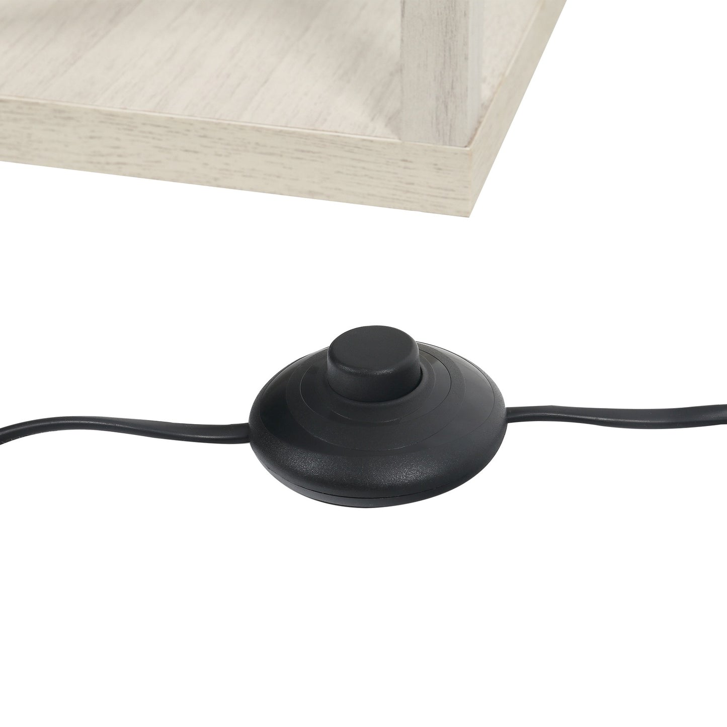 Floor lamp with shelves - Oak and White, E27 40W, 160cm