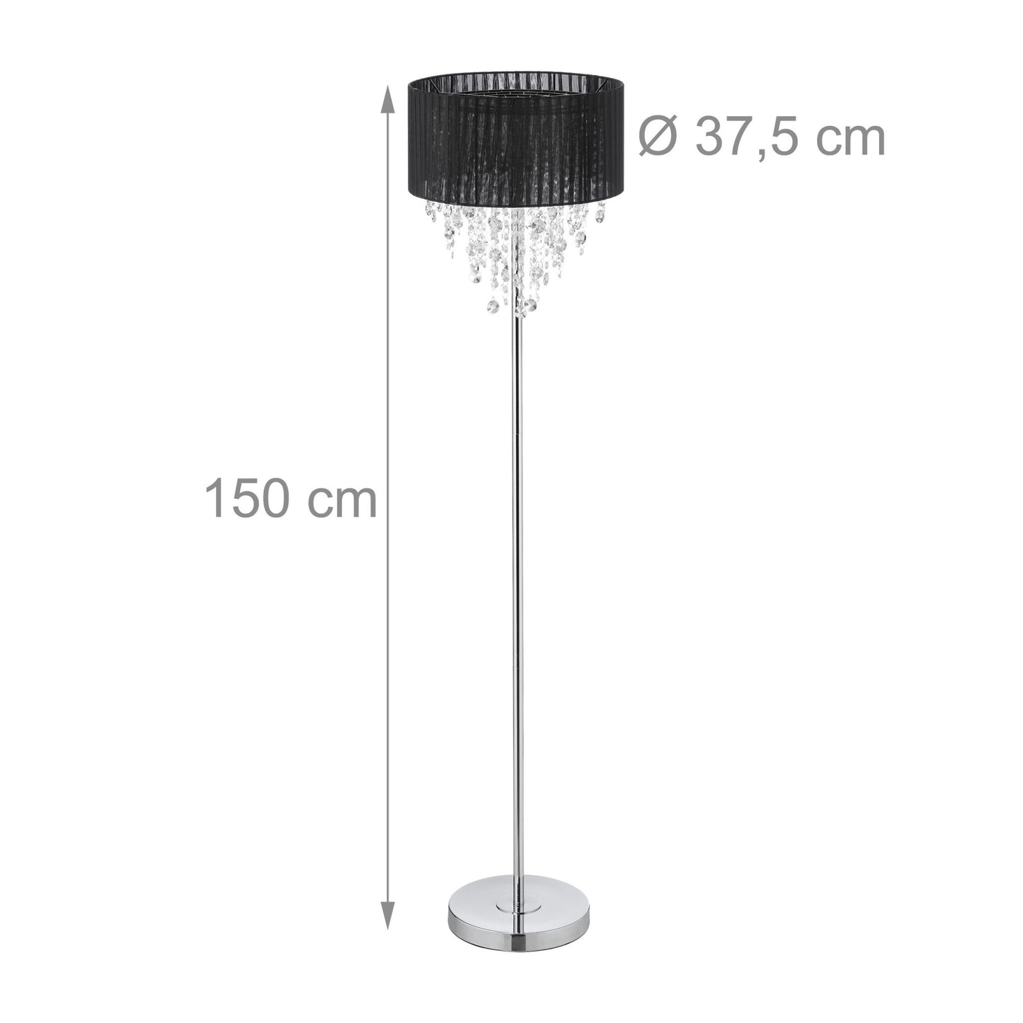 Floor lamp with crystals black