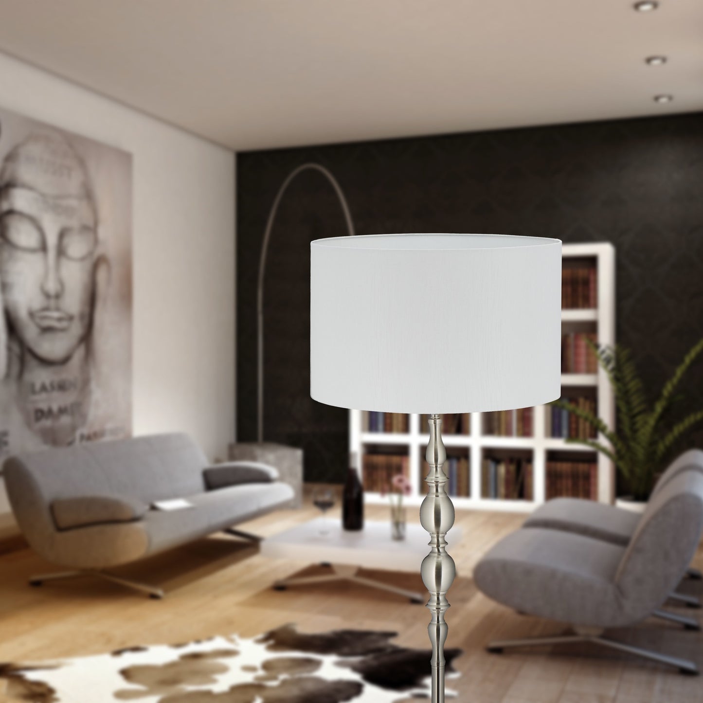 Floor lamp with fabric shade