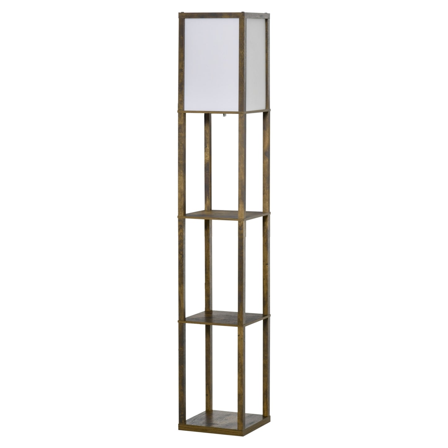 Floor lamp with shelves and lampshade, E27 socket, 40W