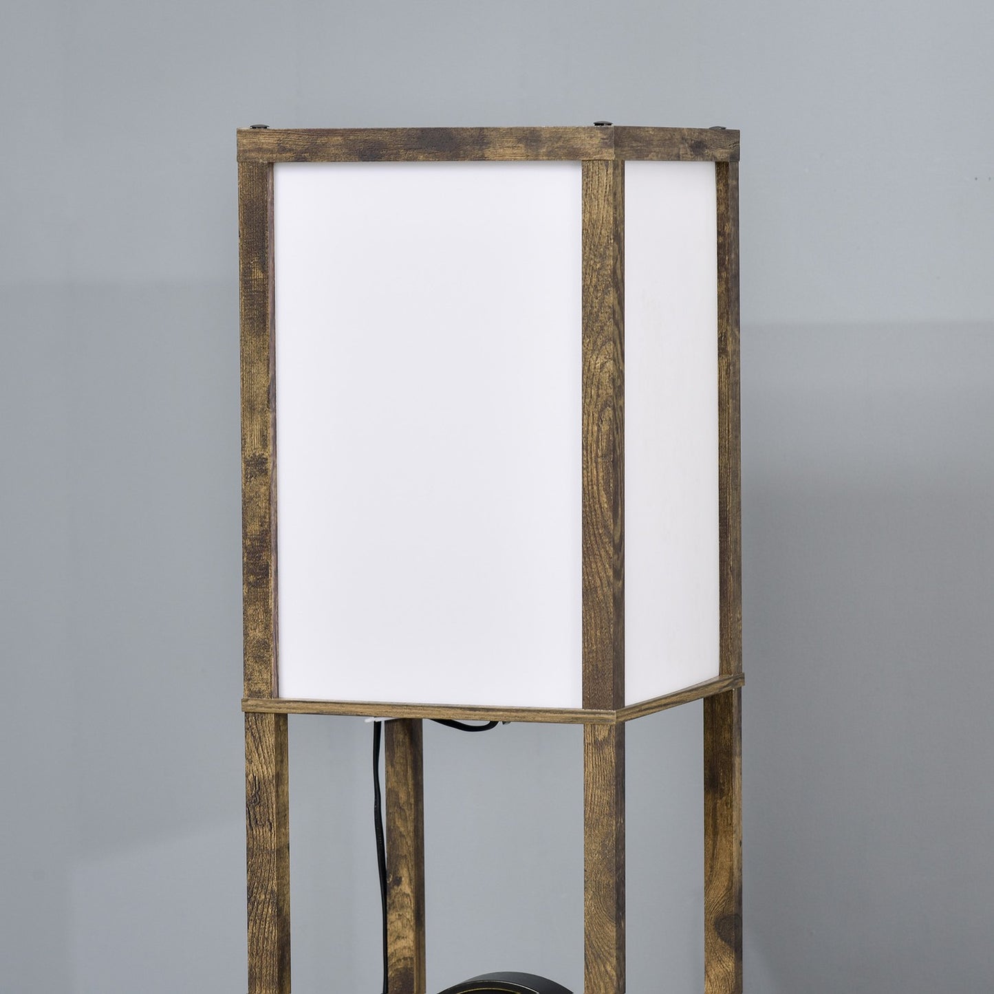 Floor lamp with shelves and lampshade, E27 socket, 40W