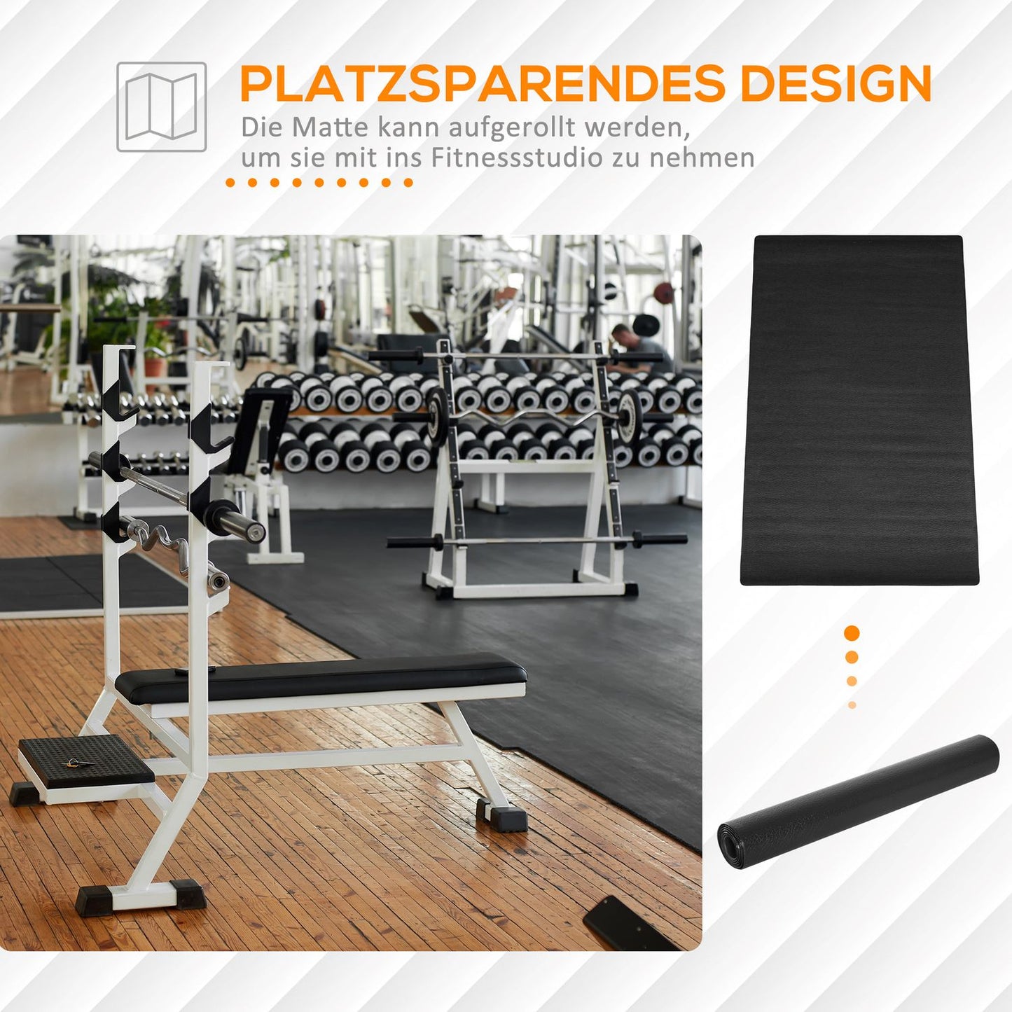 Black non-slip training mat, 4mm thick, 200x100cm