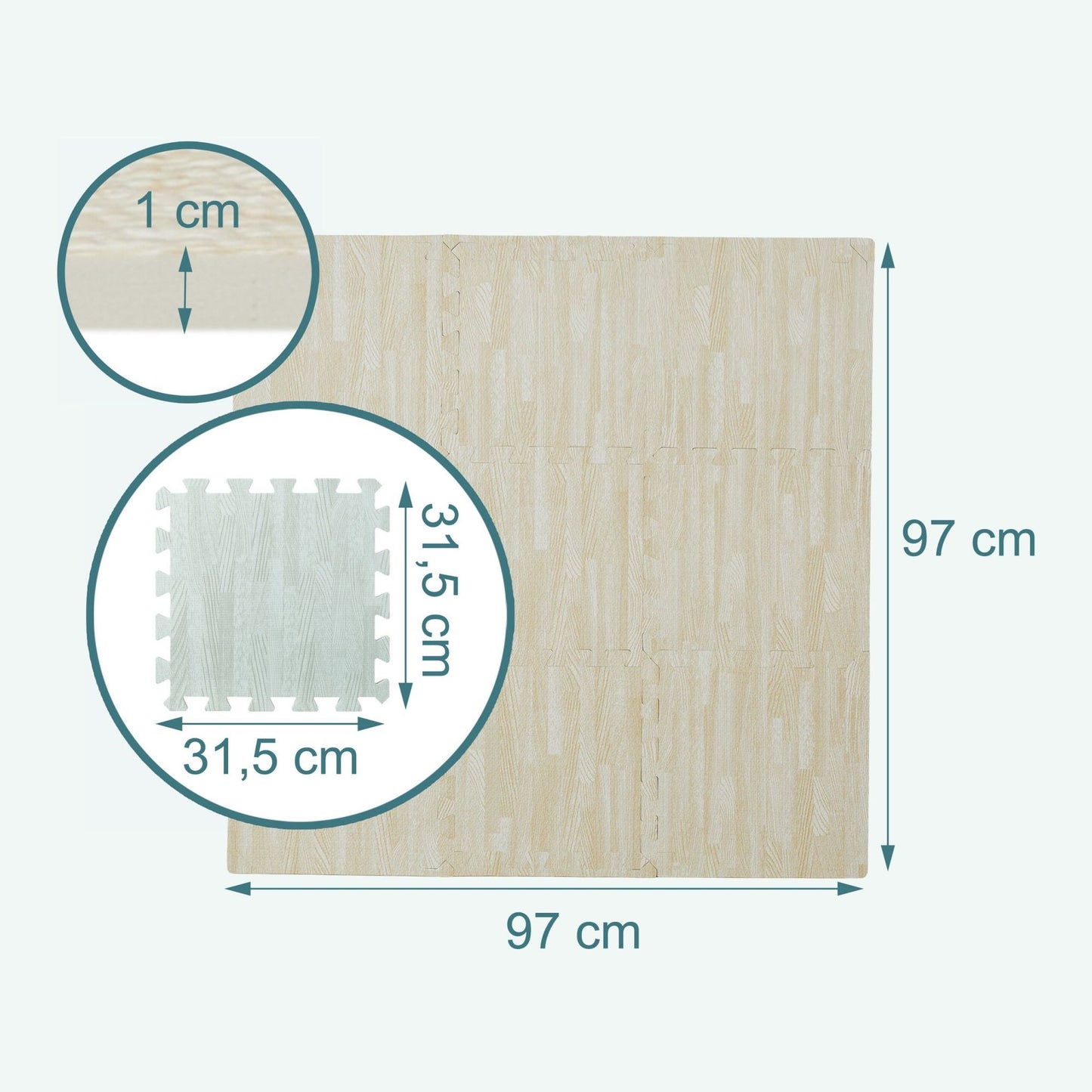 Floor protection mat in wooden look Set of 9