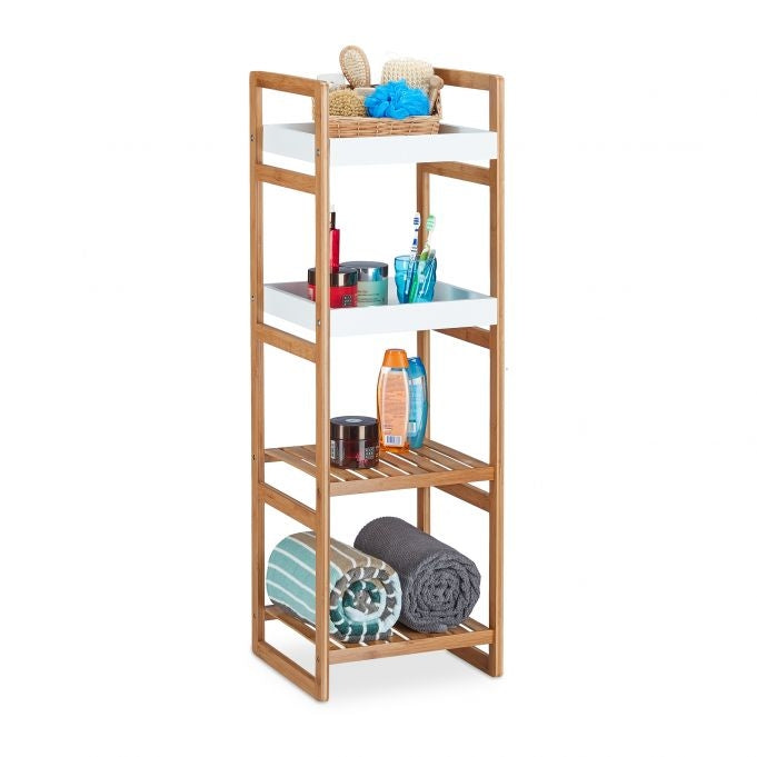 Floor shelf with 4 compartments for bathrooms