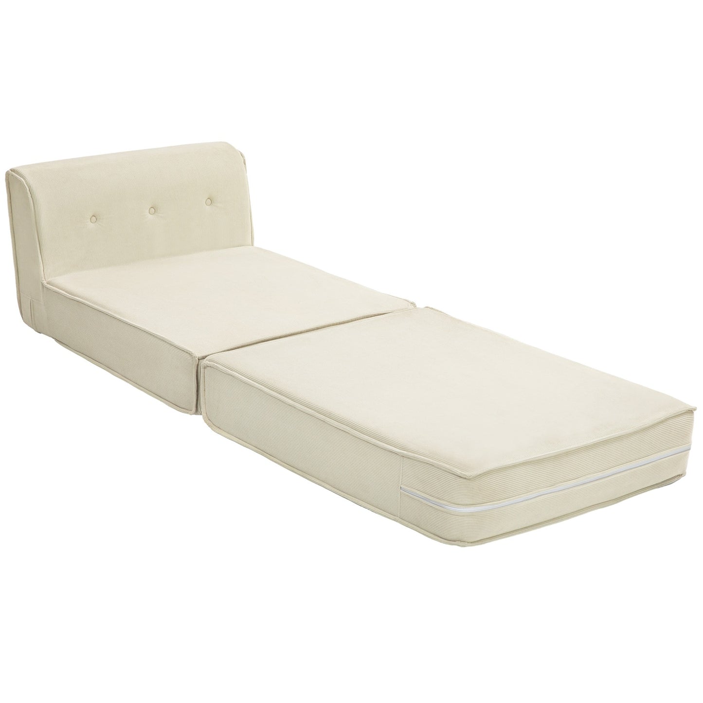 Convertible sofa bed - corduroy look, cream white, 240 kg Capacity