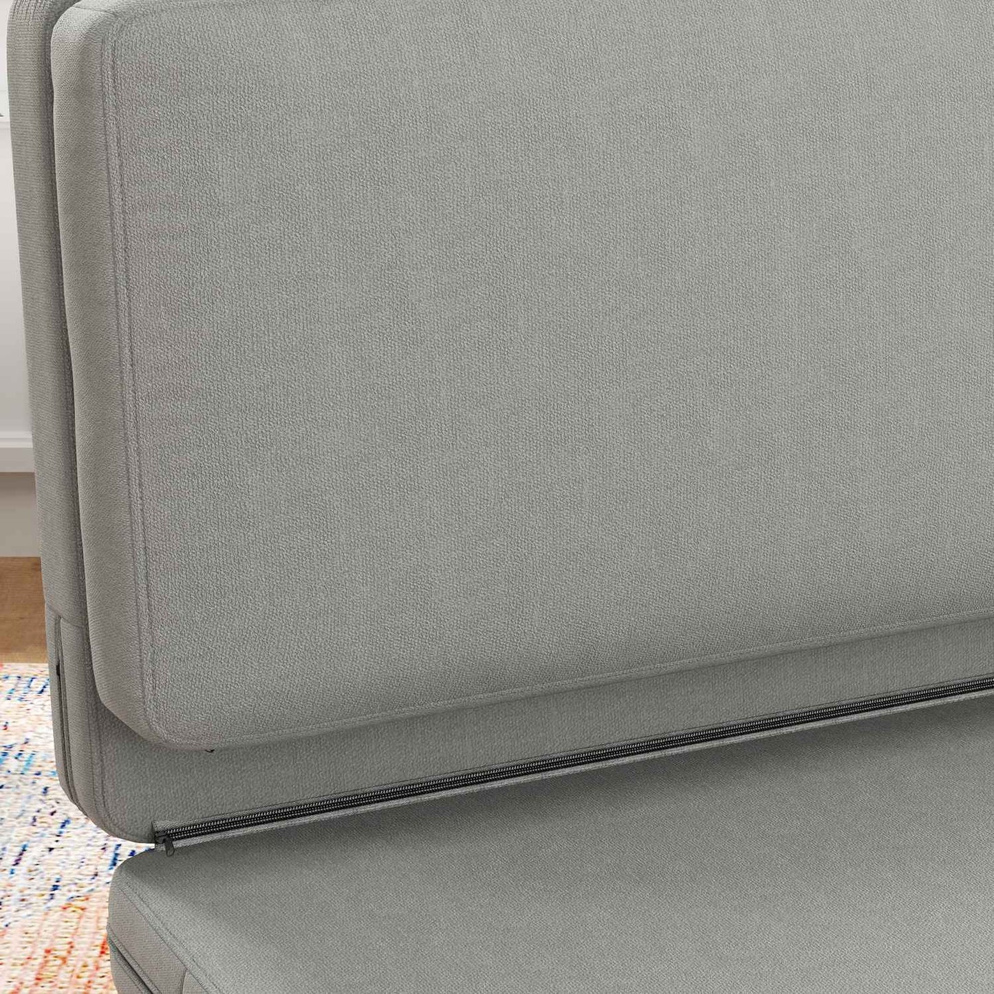 Floor sofa, 3-in-1, velvet look, holds 240 kg, light grey
