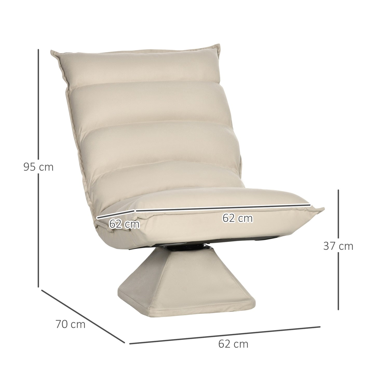 Adjustable floor chair, 360° rotatable, beige, 62x70x95 cm