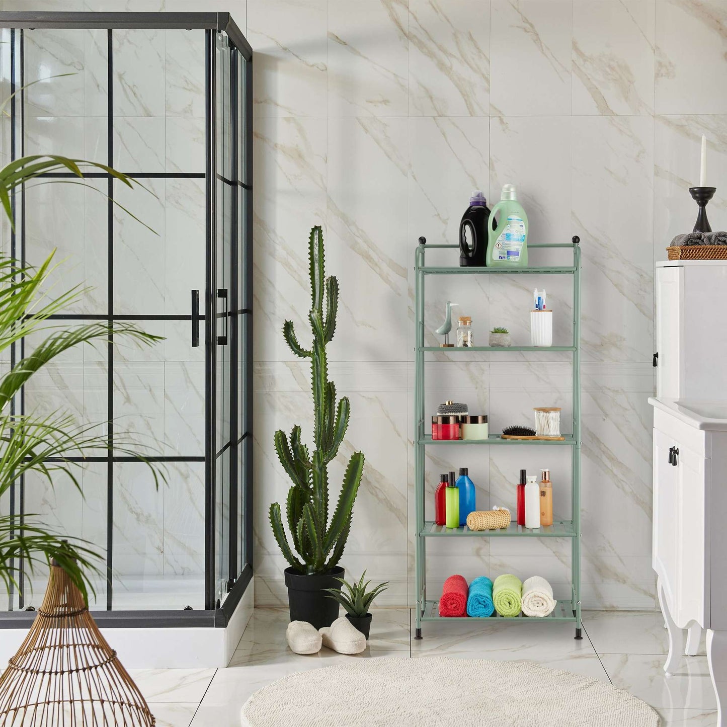 Floor-standing shelf with 5 shelves