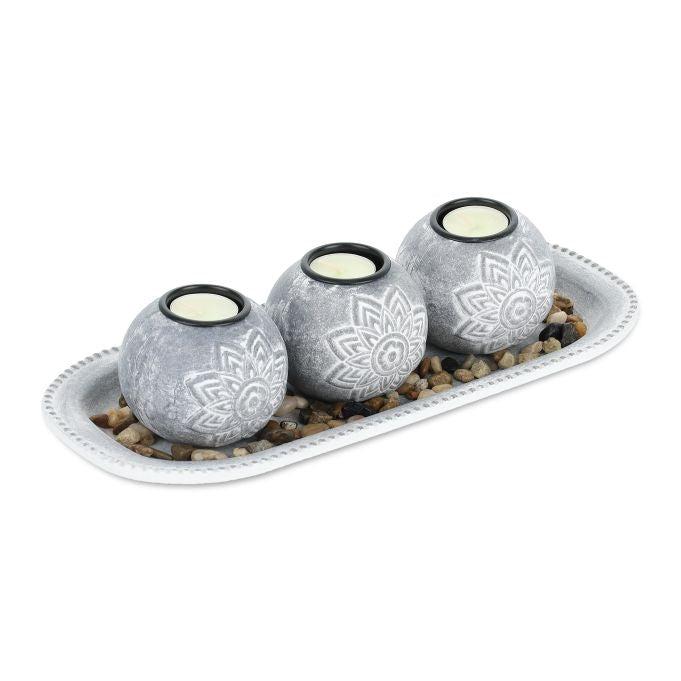 Floral tealight holder with tray