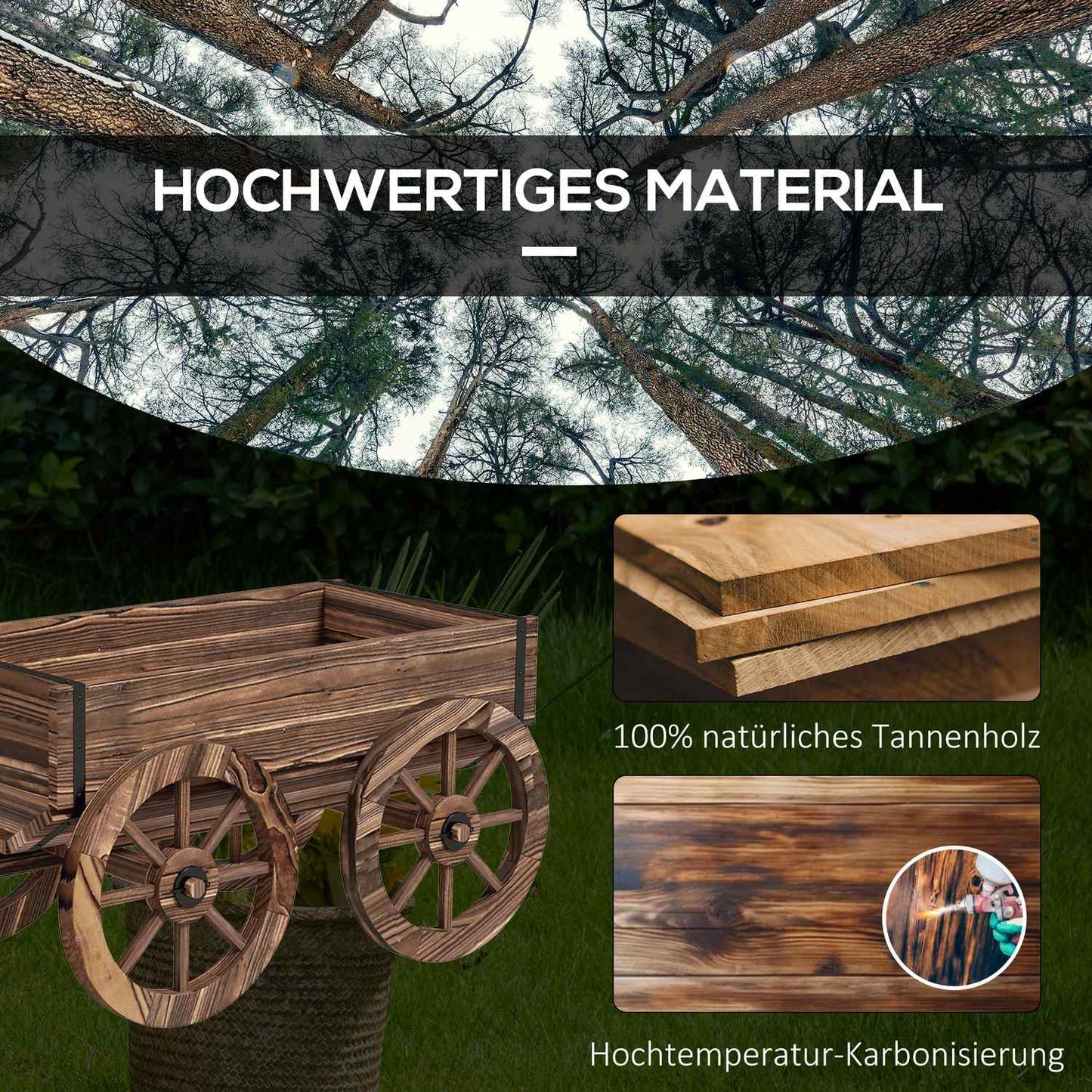 Wooden cart Flower box, Garden pot, 30 Kg Capacity
