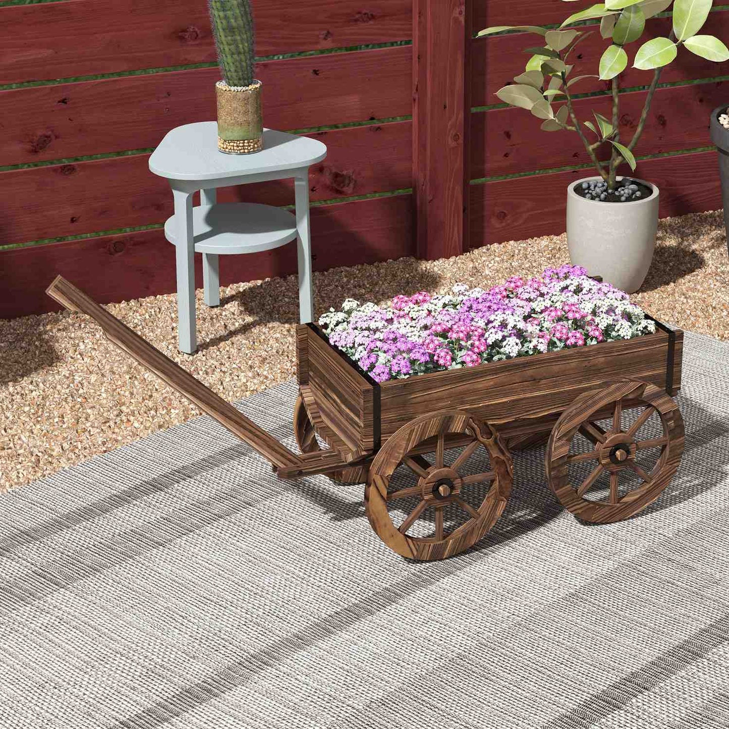 Wooden cart Flower box, Garden pot, 30 Kg Capacity