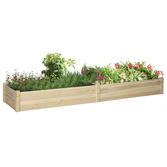 Wooden flower box with two sections for plants, 244x61.5x27cm