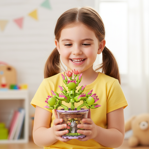 Flower Construction Blocks Set, 172 Pieces, Multicolor