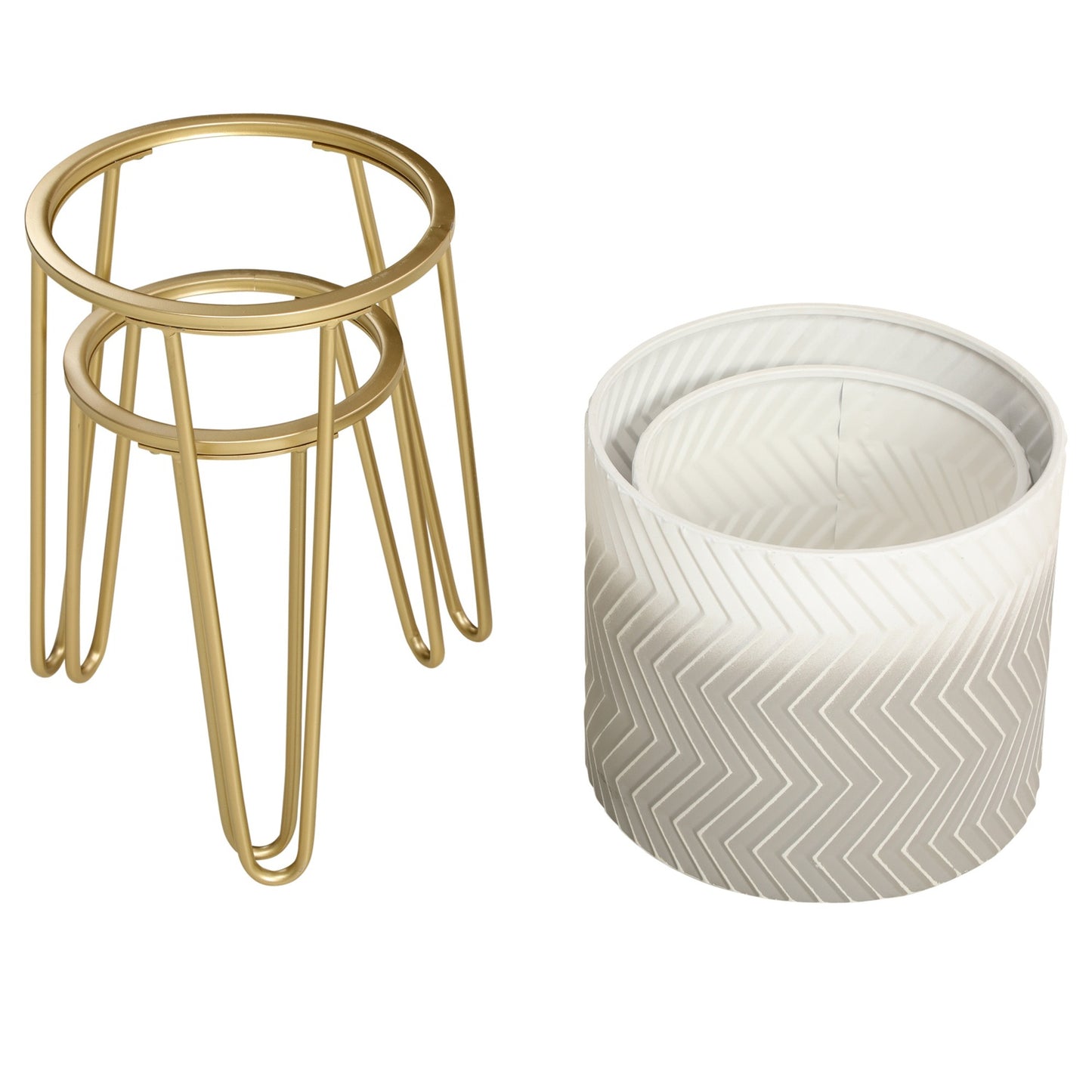 Plant stand in metal with 2 indoor/outdoor flower pots