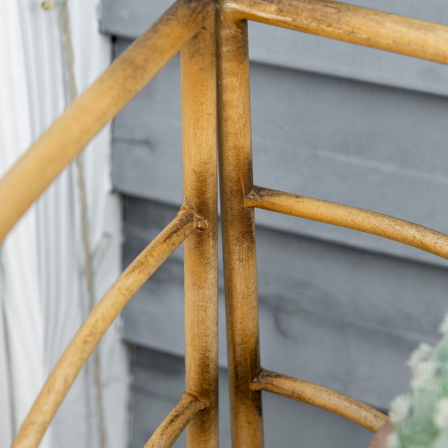 Folding metal rack - 3-tier corner shelf, brown