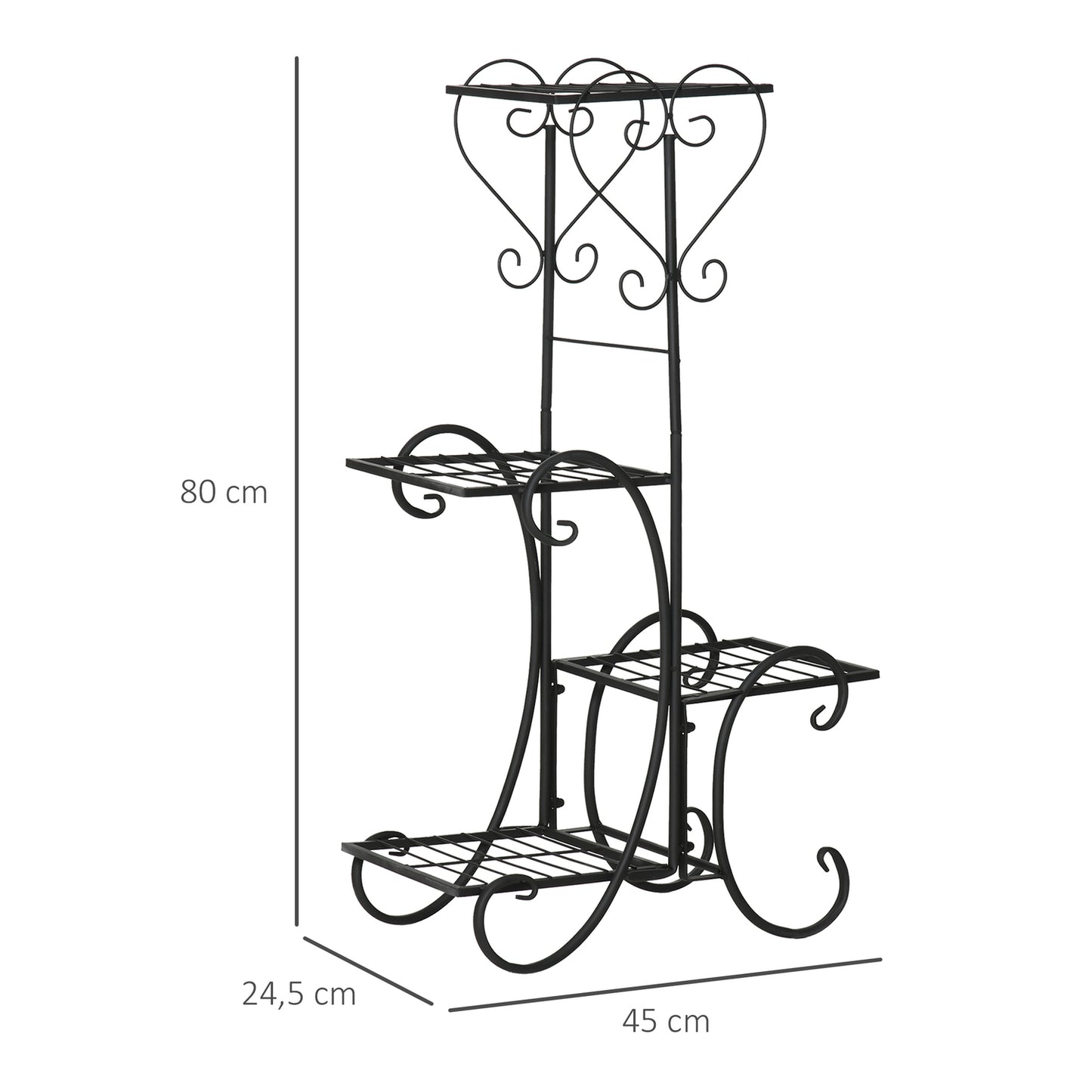 Metal 4-tier plant shelf for garden and balcony, black