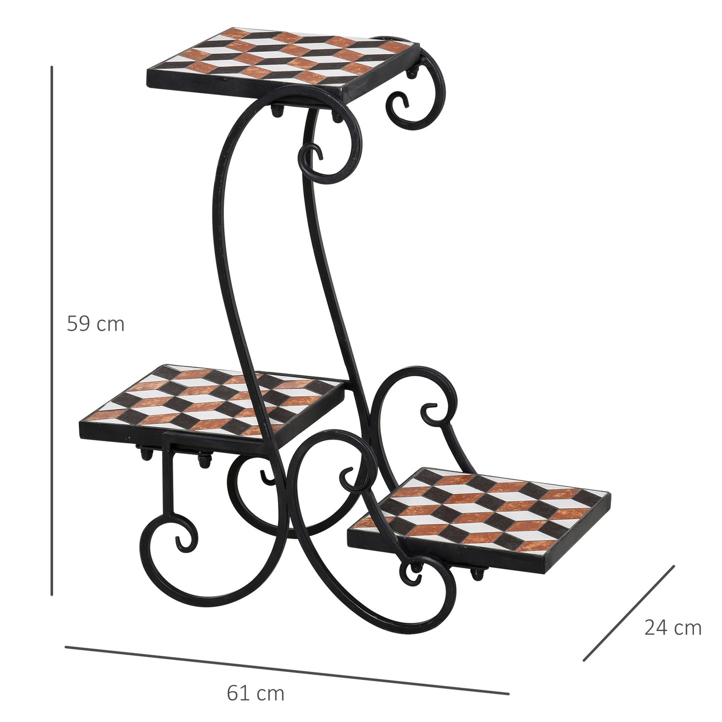 Black Metal Plant Stand - indoor/outdoor mosaic table