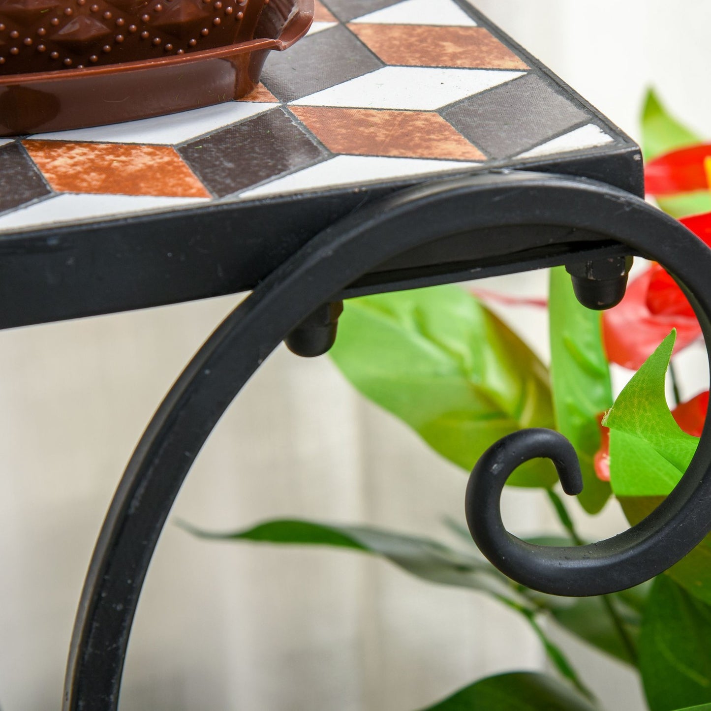 Black Metal Plant Stand - indoor/outdoor mosaic table