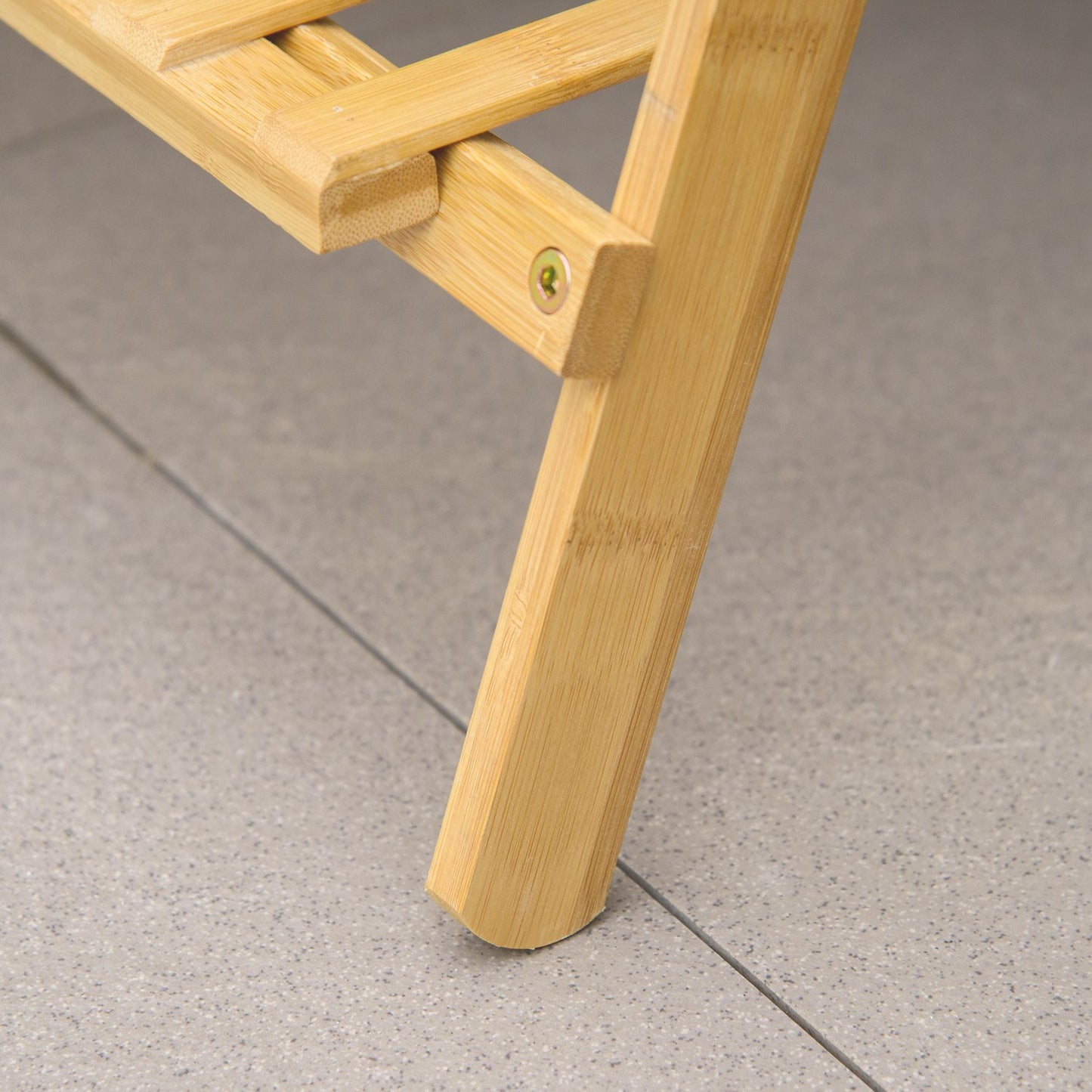 Wooden ladder shelf with flowers - adjustable height, natural bamboo